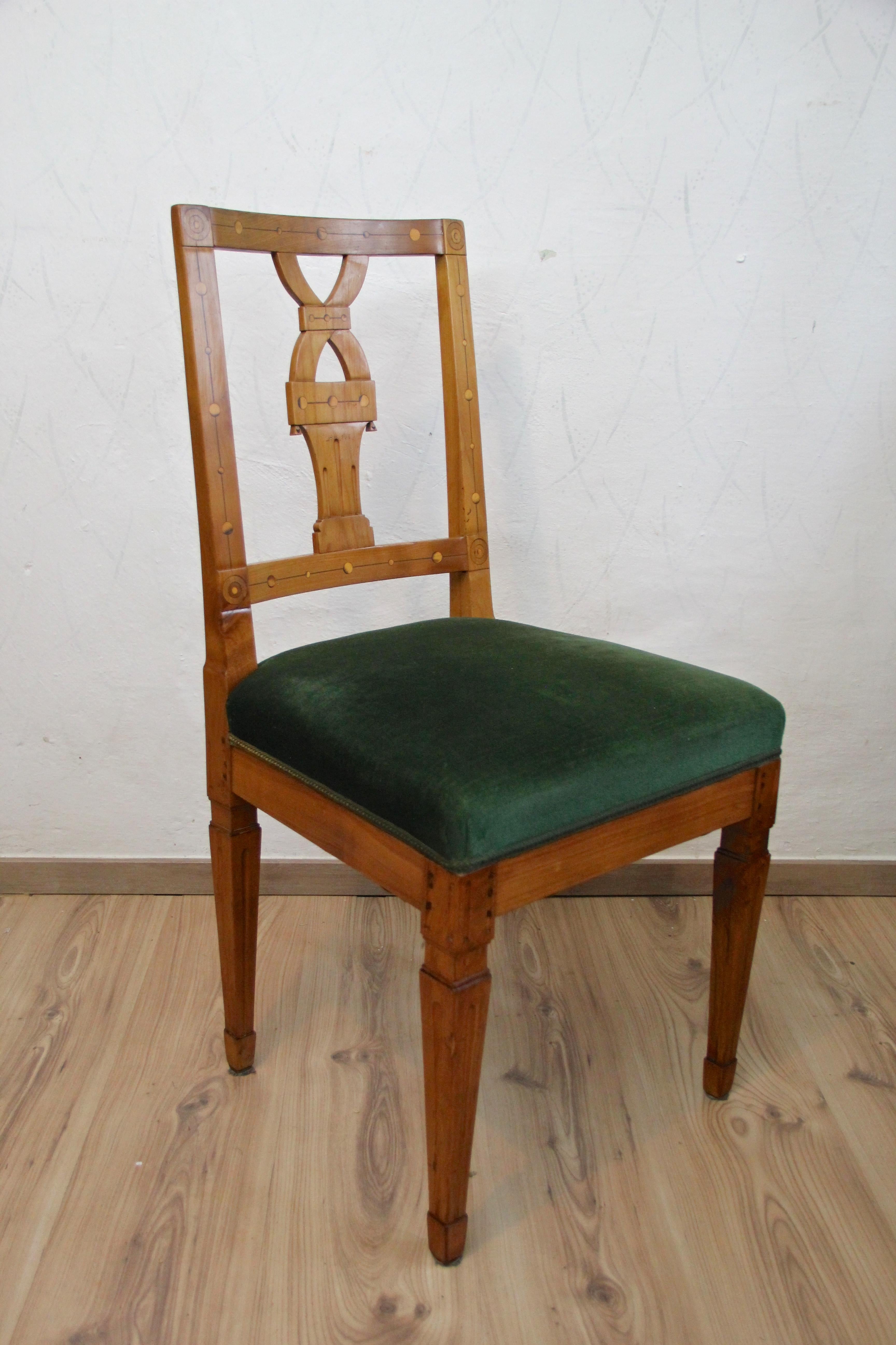 18th Century Cherrywood Chair with Maple Inlays Josephinism, Austria, circa 1790 4
