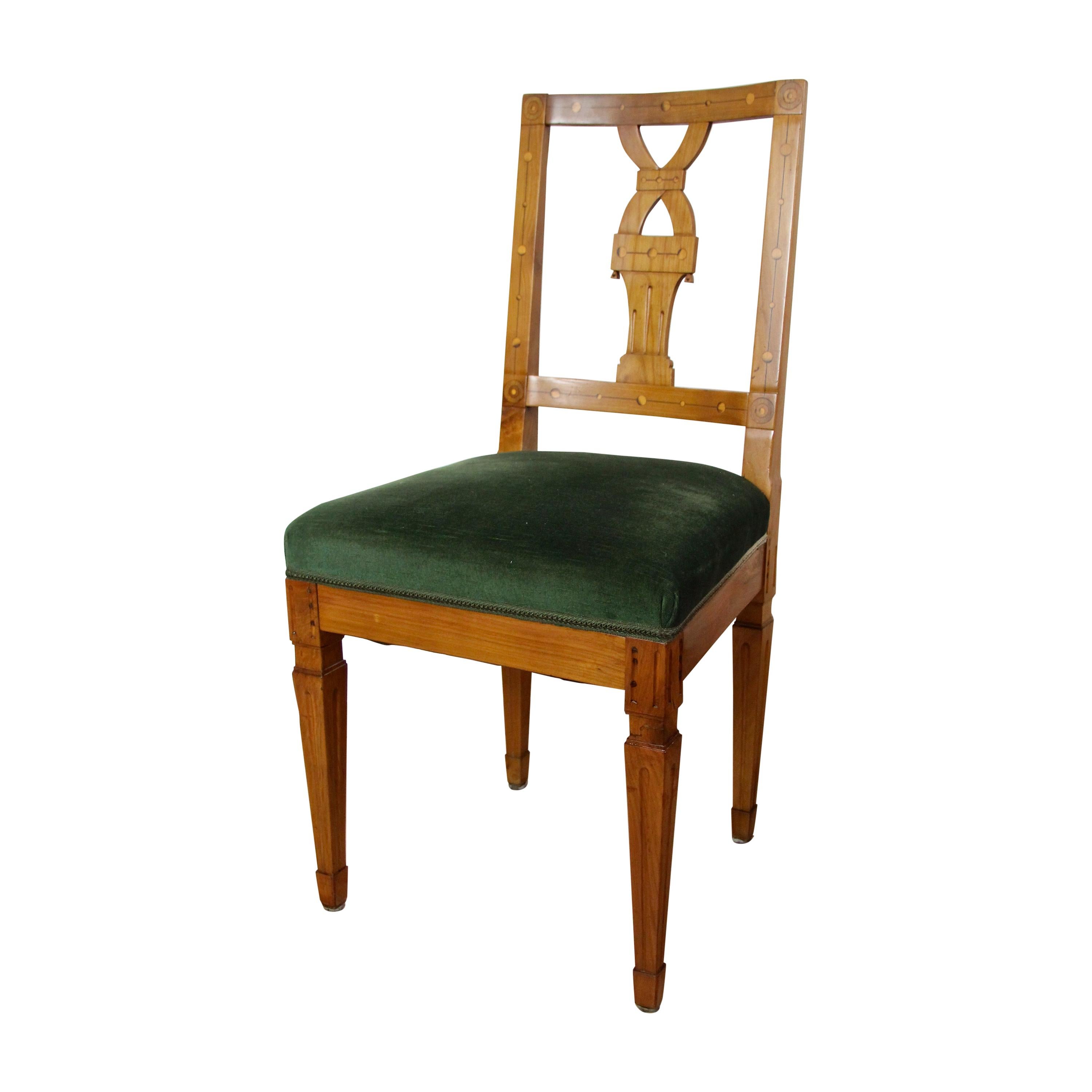 18th Century Cherrywood Chair with Maple Inlays Josephinism, Austria, circa 1790