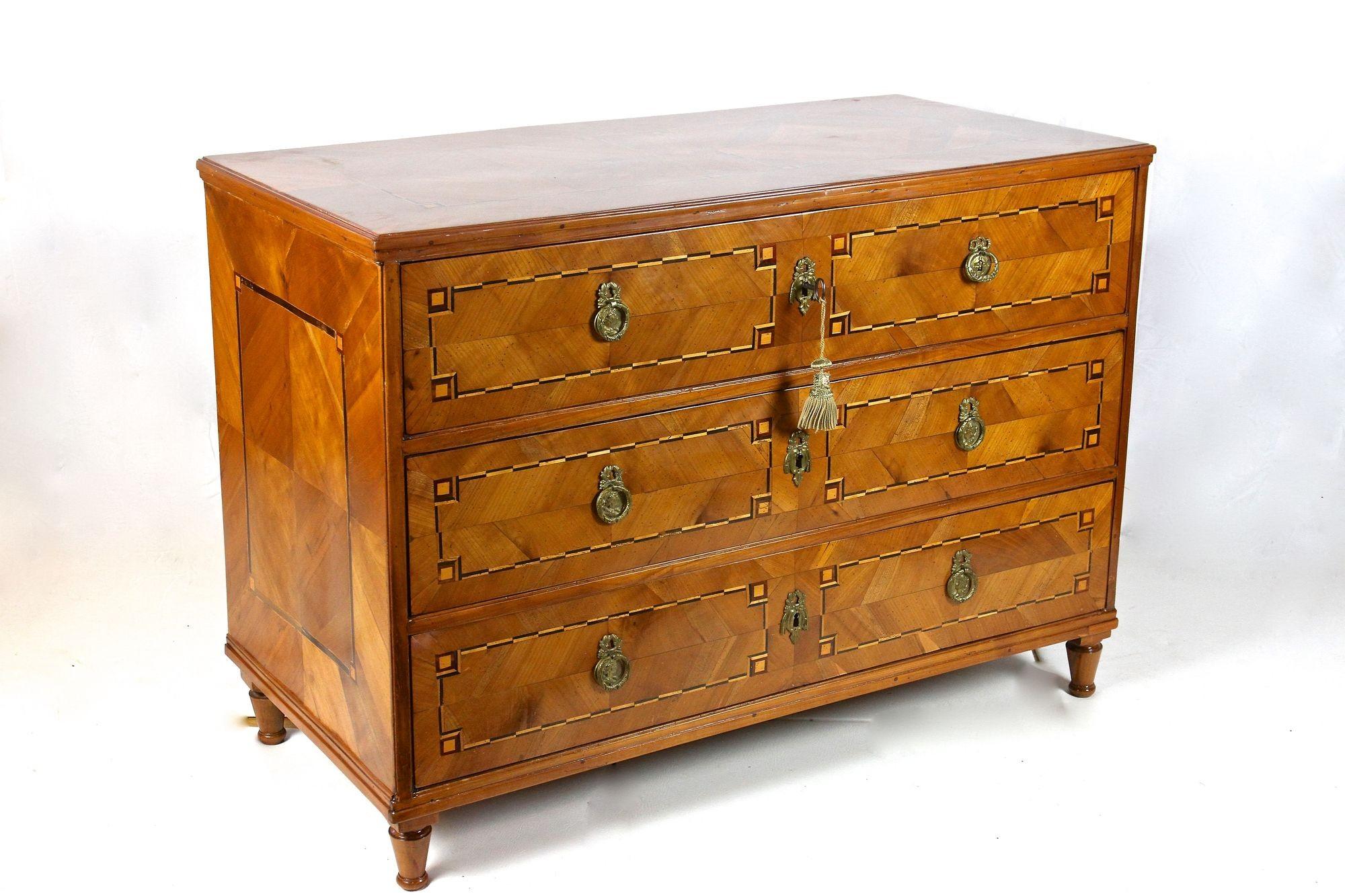 18th Century Cherrywood Chest of Drawers, Josephinism Period, Austria circa 1790 For Sale 8