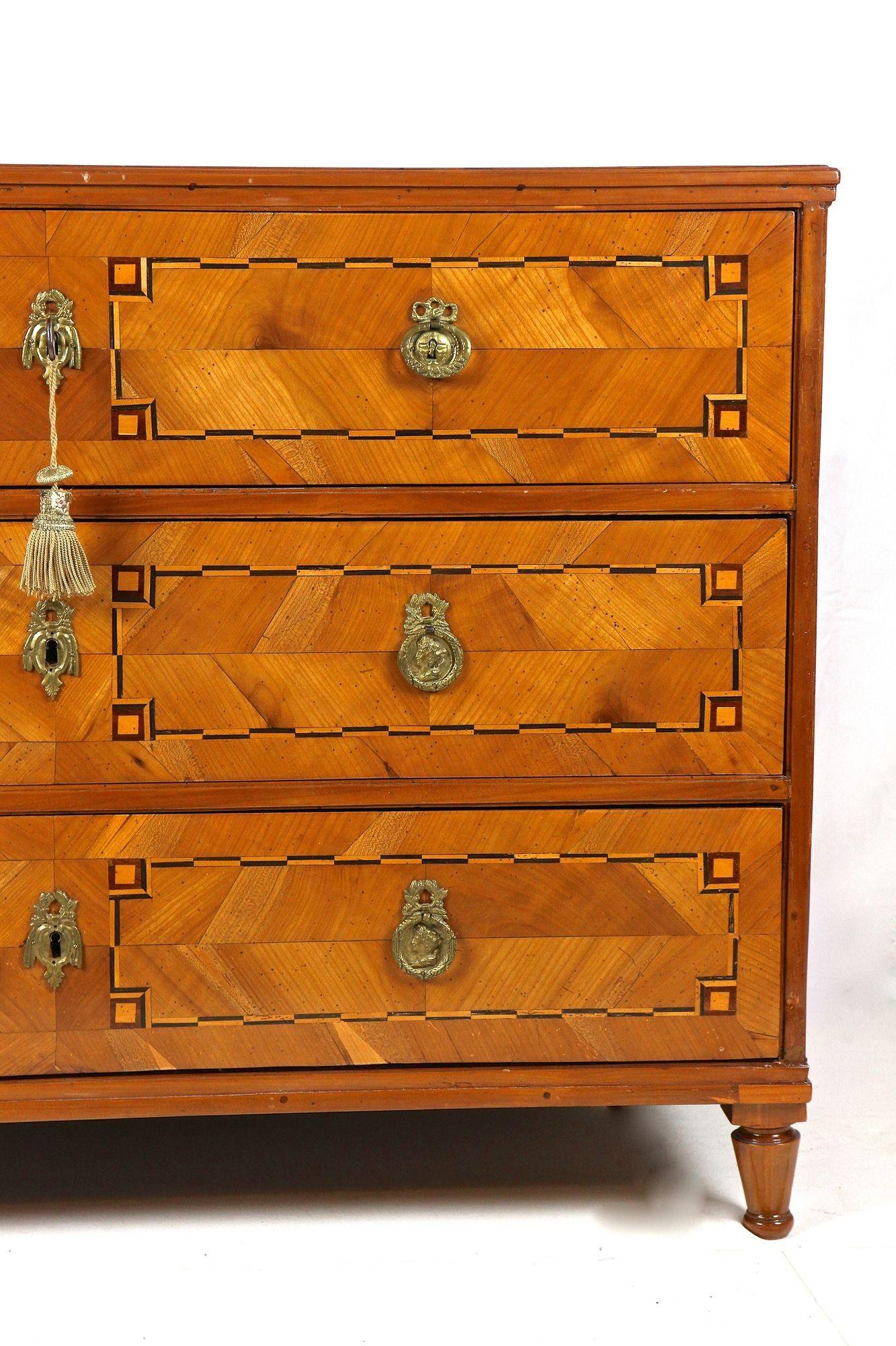 Polished 18th Century Cherrywood Chest of Drawers, Josephinism Period, Austria circa 1790 For Sale