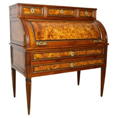 Used 18th Century Cherrywood Cylinder Desk/ Rolltop Bureau Secretary, France C. 1780