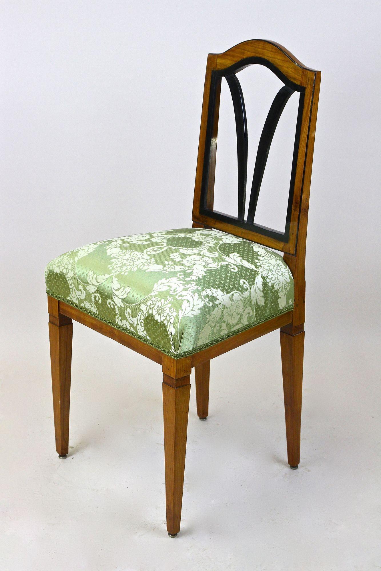 Fabric 18th Century Cherrywood Side Chair Newly Upholstered, Austria, circa 1790 For Sale