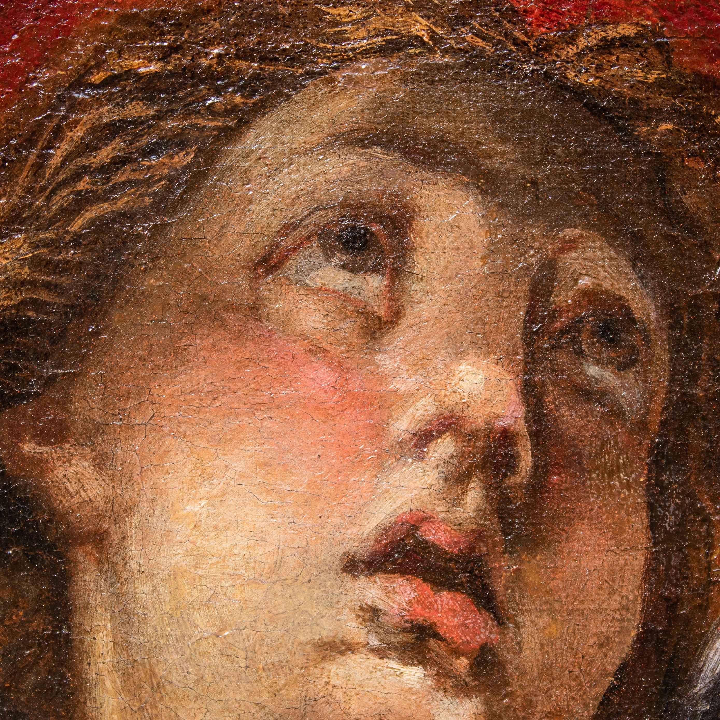 18th Century Cherub Head Sketch Painting Oil on Canvas In Good Condition For Sale In Milan, IT