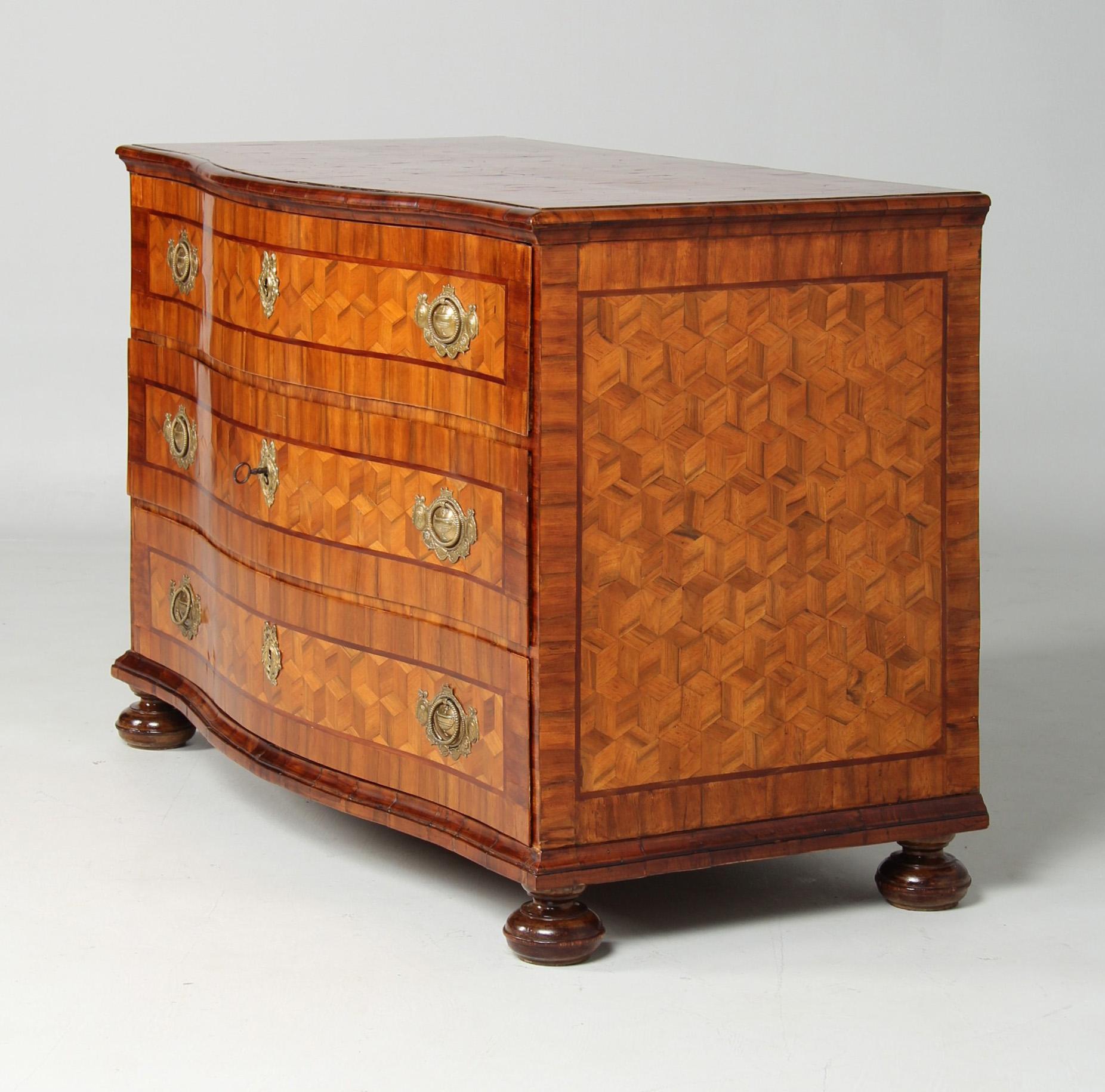 18th Century Chest Of Drawers with Trompe-l'œil Marquetry, Germany, circa 1770 For Sale 8