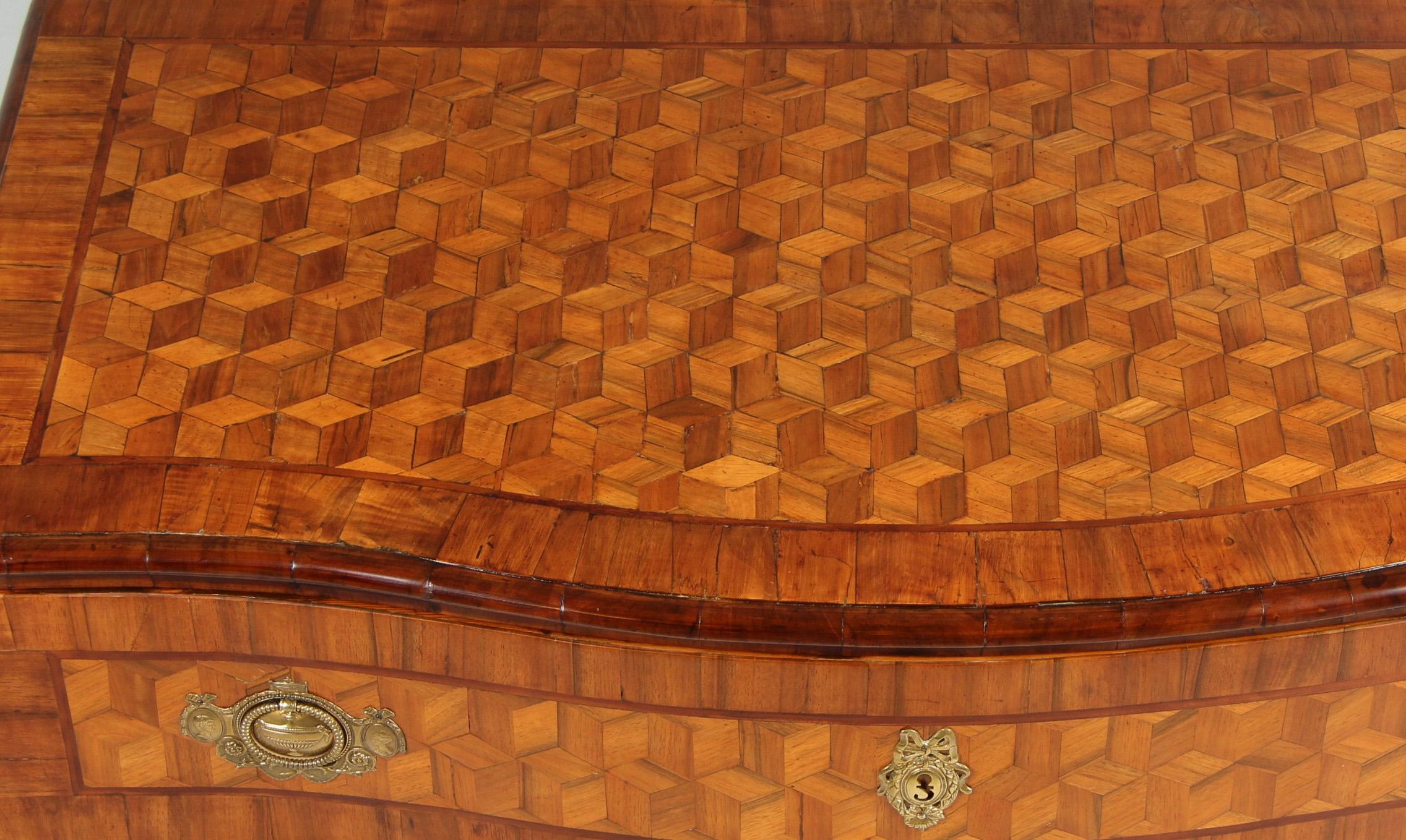 Late 18th Century 18th Century Chest Of Drawers with Trompe-l'œil Marquetry, Germany, circa 1770 For Sale