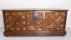 18th Century Chest or Coffer Carved Oak, End of Bed French Provincial