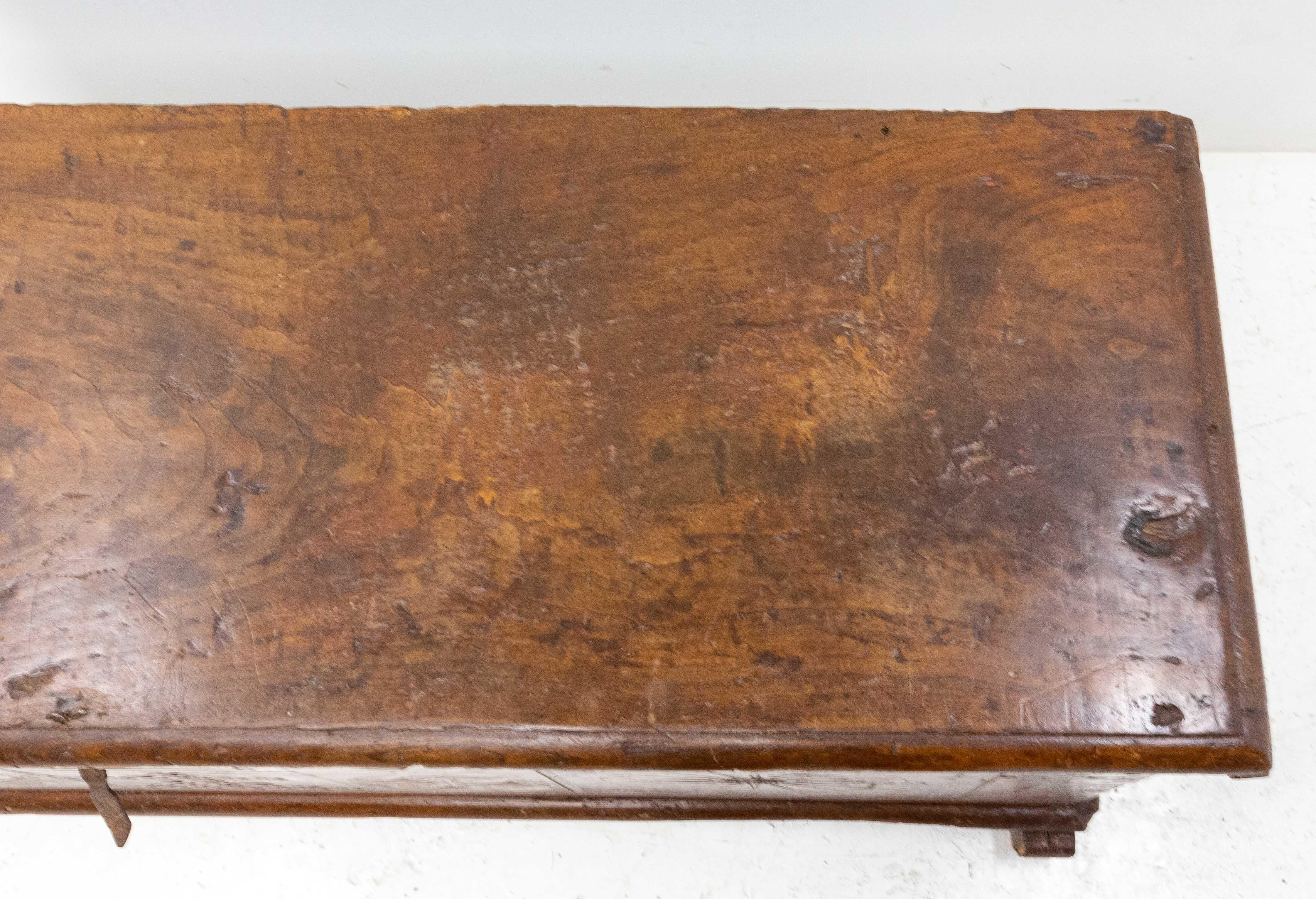 18th Century Chest or Coffer Carved Oak, End of Bed French Provincial For Sale 4