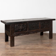 18th Century Chestnut Console Table with Three Large Carved Drawers