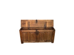 18th-Century Chestnut Wood Chest with Medieval Character and Original Lock