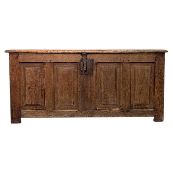 18th-Century Chestnut Wood Chest with Medieval Character and Original Lock For Sale