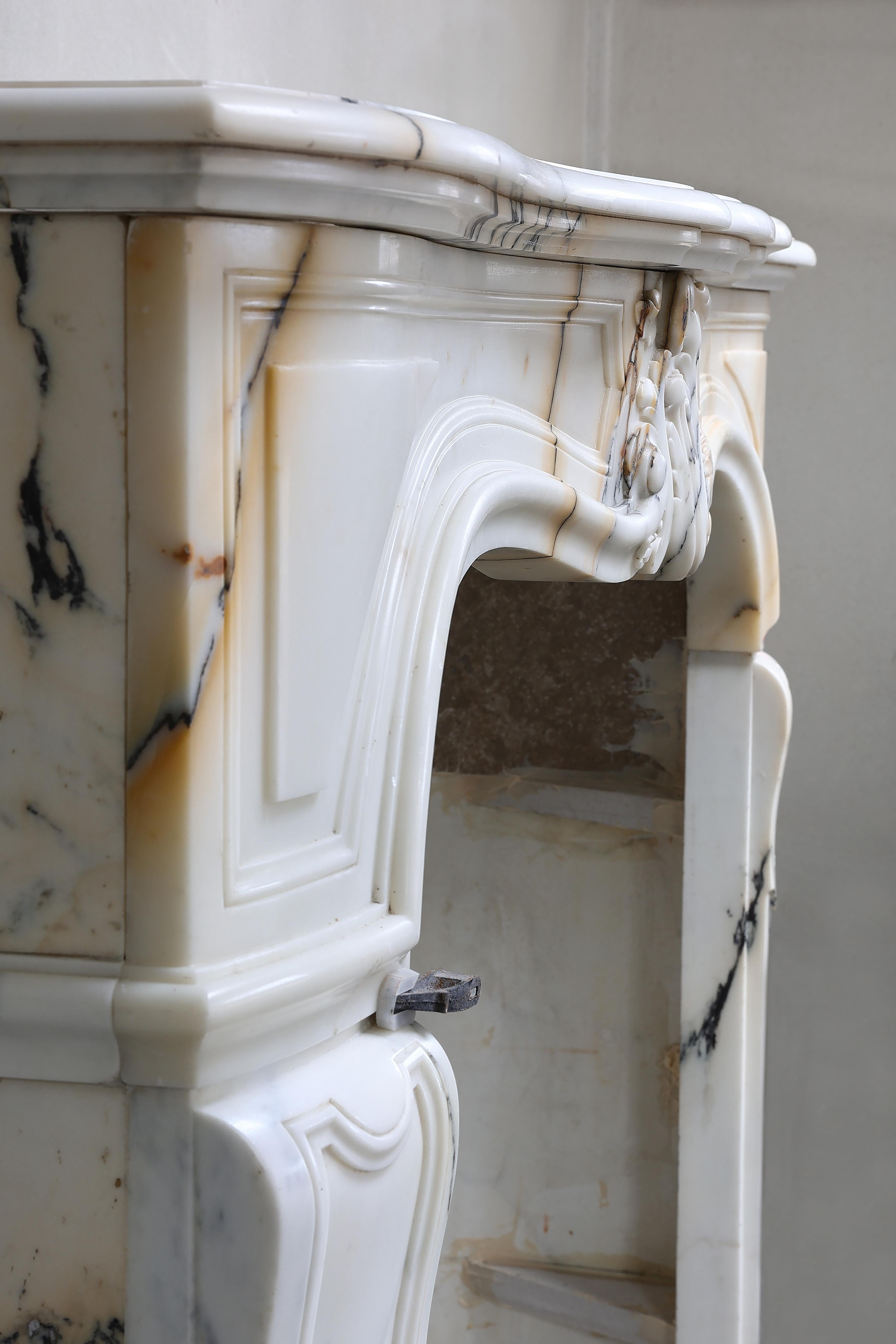 18th Century Chimney in Style of Louis XV of Paonazzo Marble 7