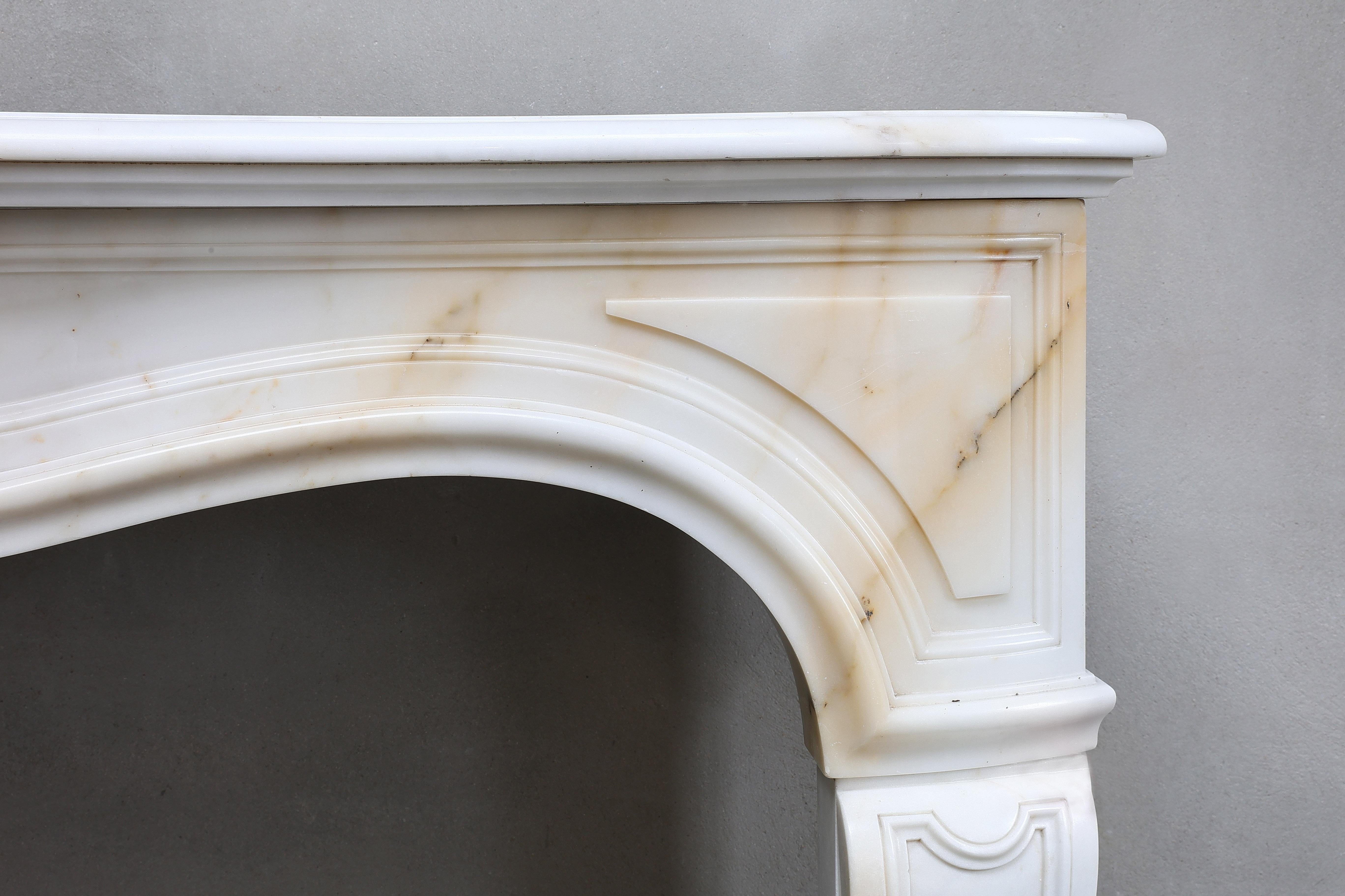 French 18th Century Chimney in Style of Louis XV of Paonazzo Marble