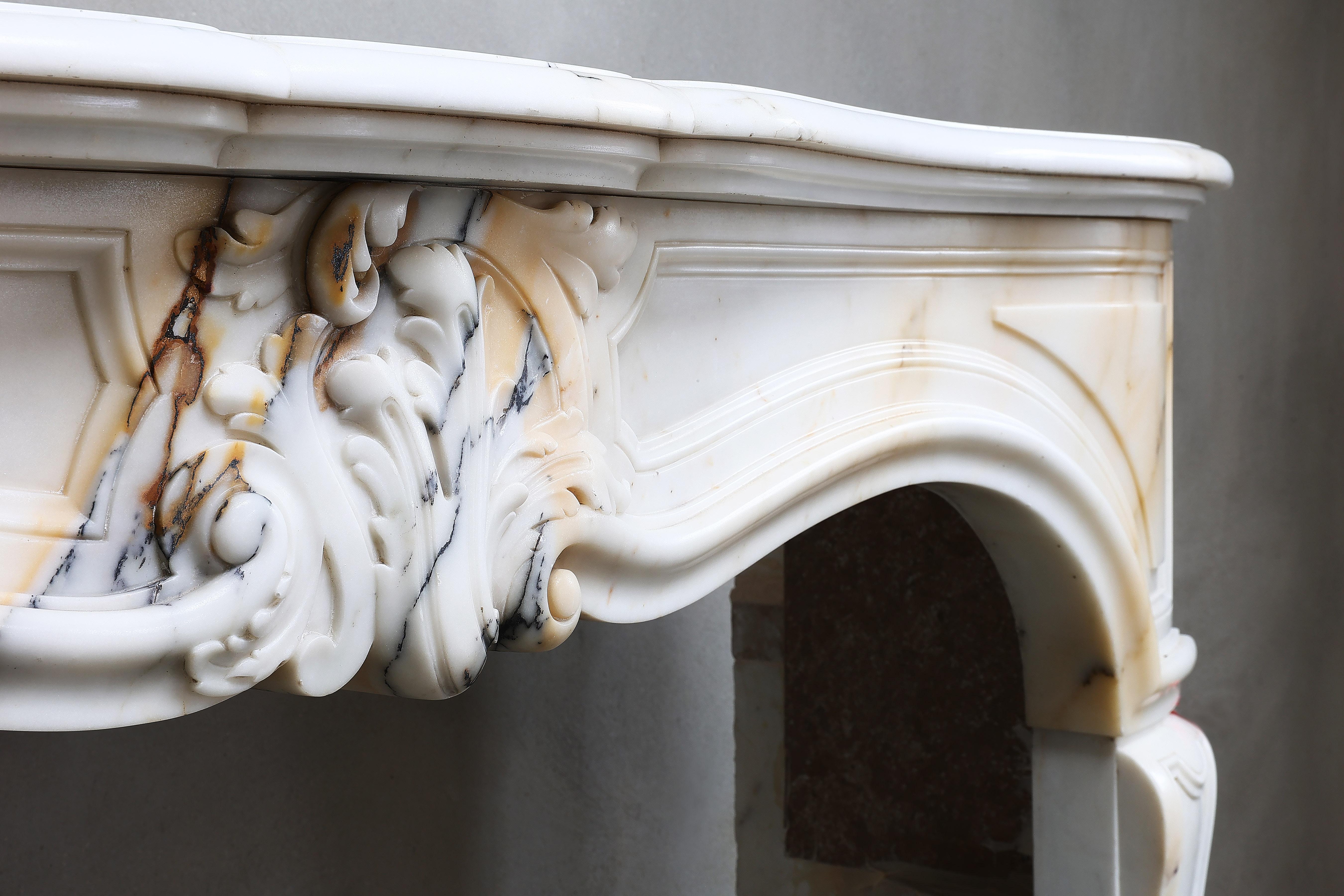 18th Century and Earlier 18th Century Chimney in Style of Louis XV of Paonazzo Marble