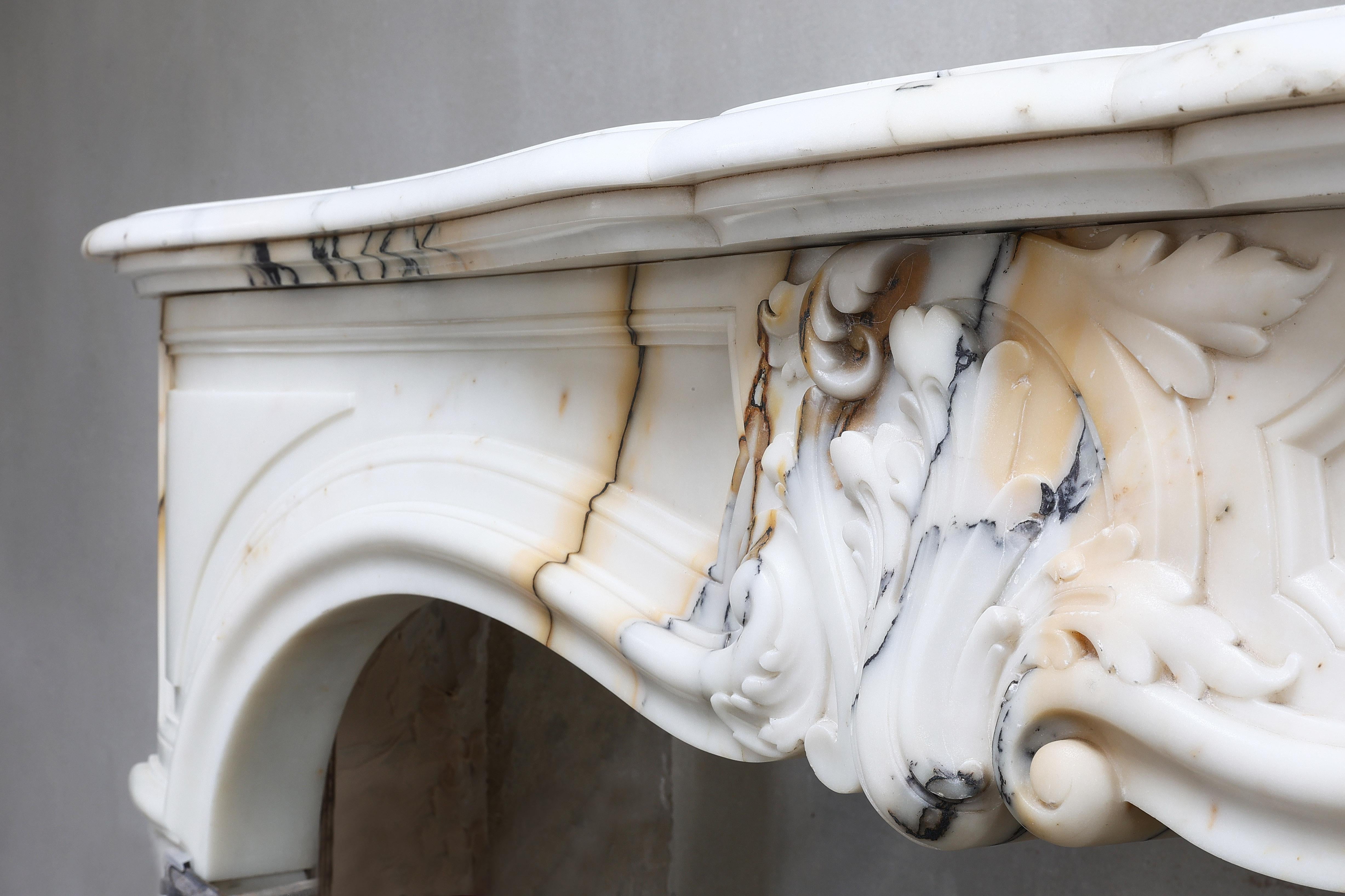 18th Century Chimney in Style of Louis XV of Paonazzo Marble 1