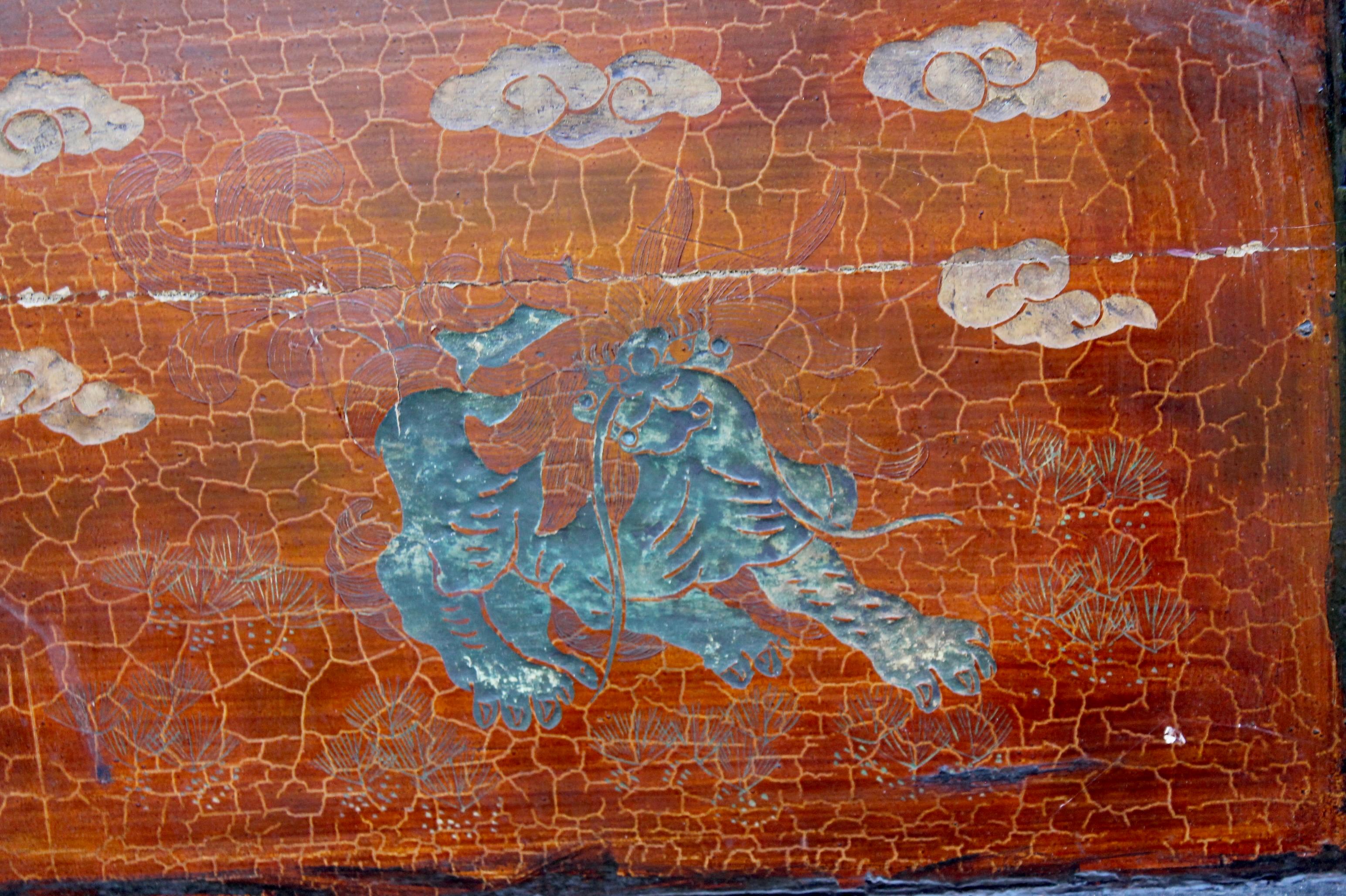 18th Century Chinese 4 Panel Coromandel Landscape and Figural Screen For Sale 5