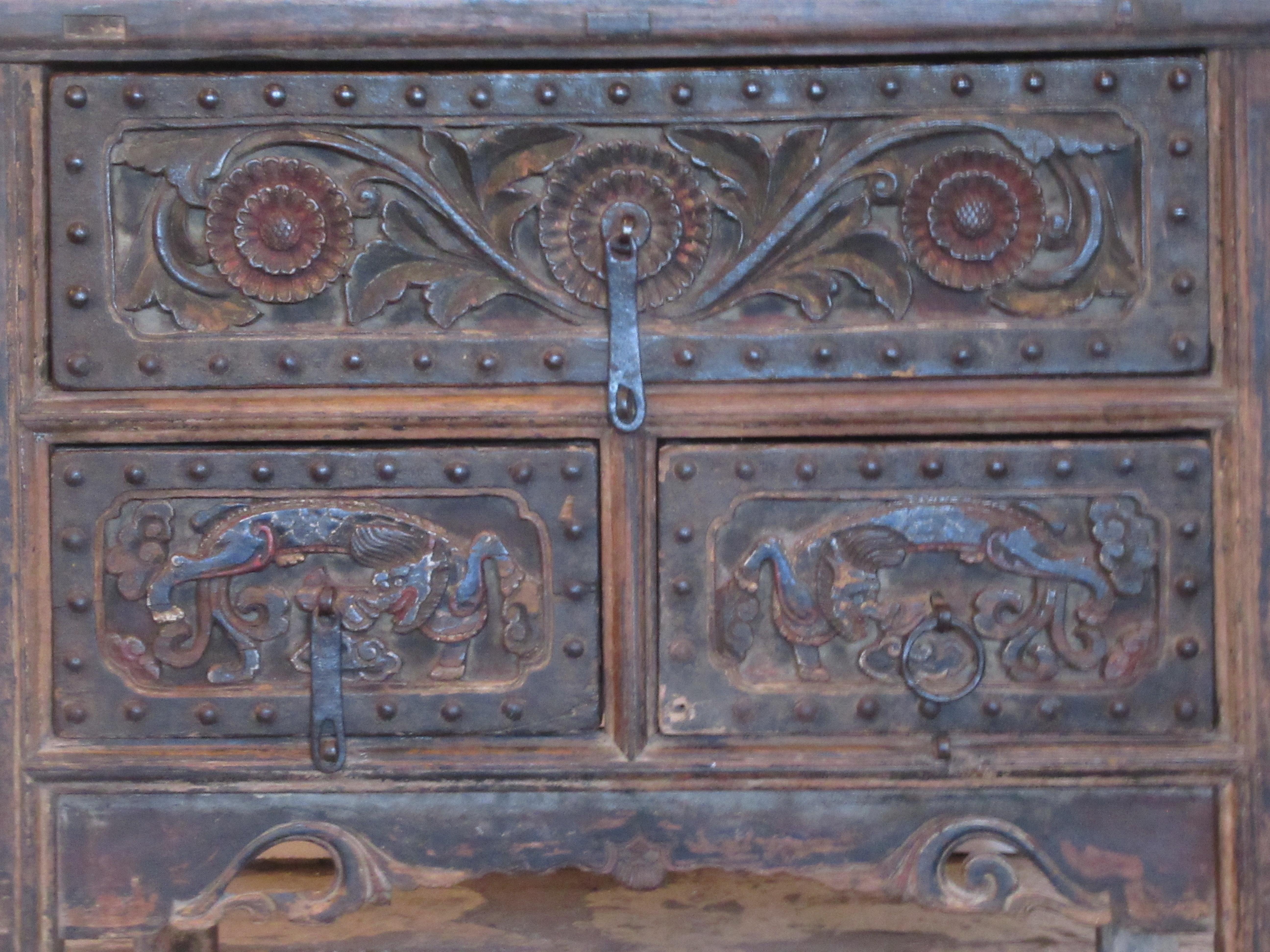 18th Century and Earlier Antique 18th Century Chinese Altar Coffer Cabinet