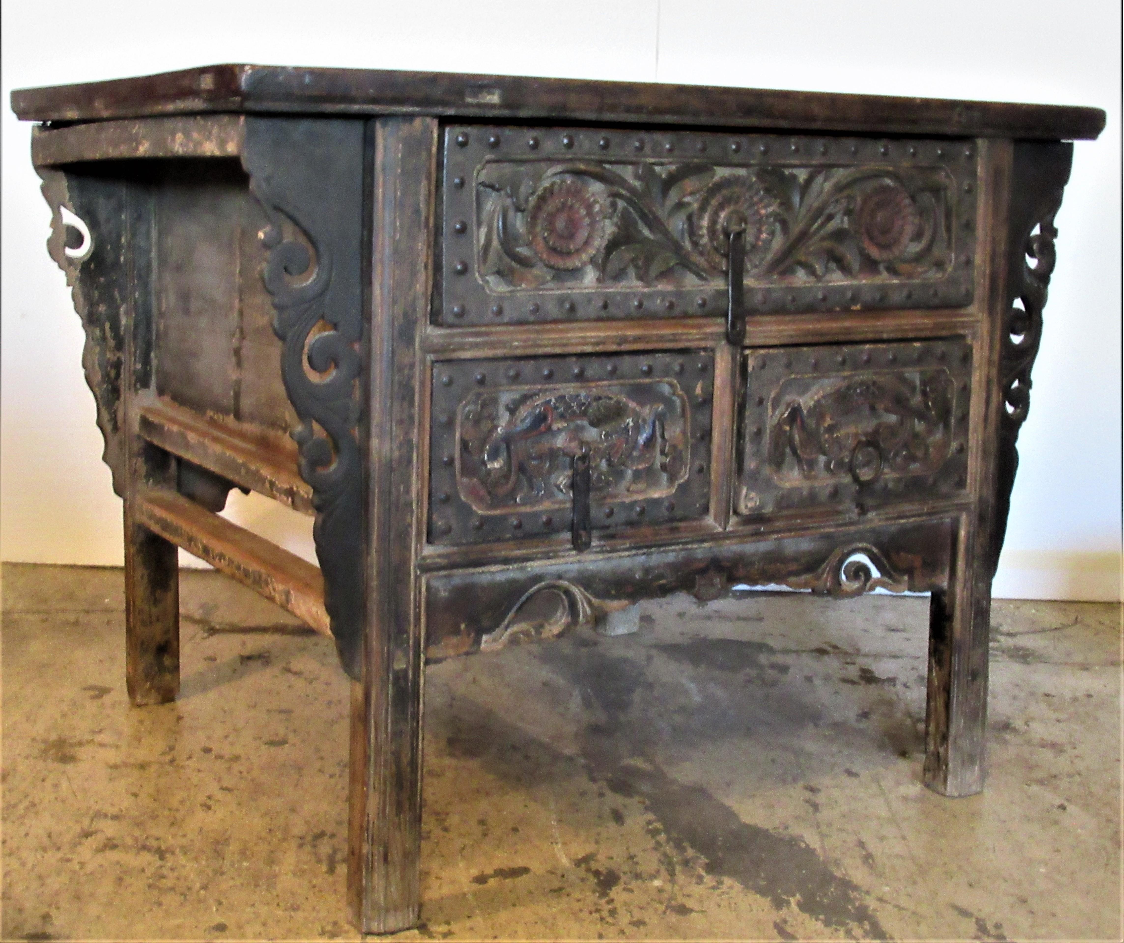 Antique 18th Century Chinese Altar Coffer Cabinet 1
