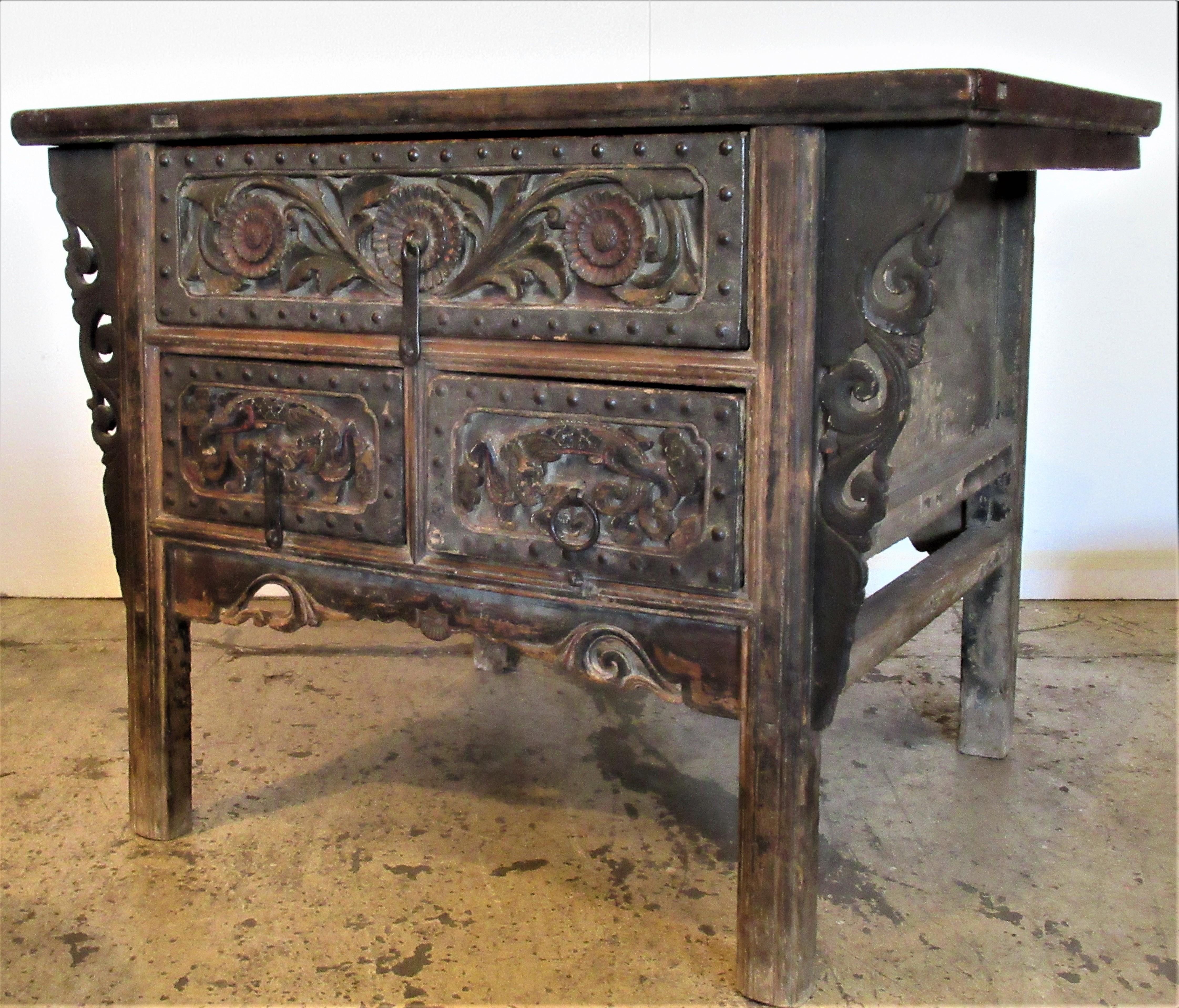 Antique 18th Century Chinese Altar Coffer Cabinet 2