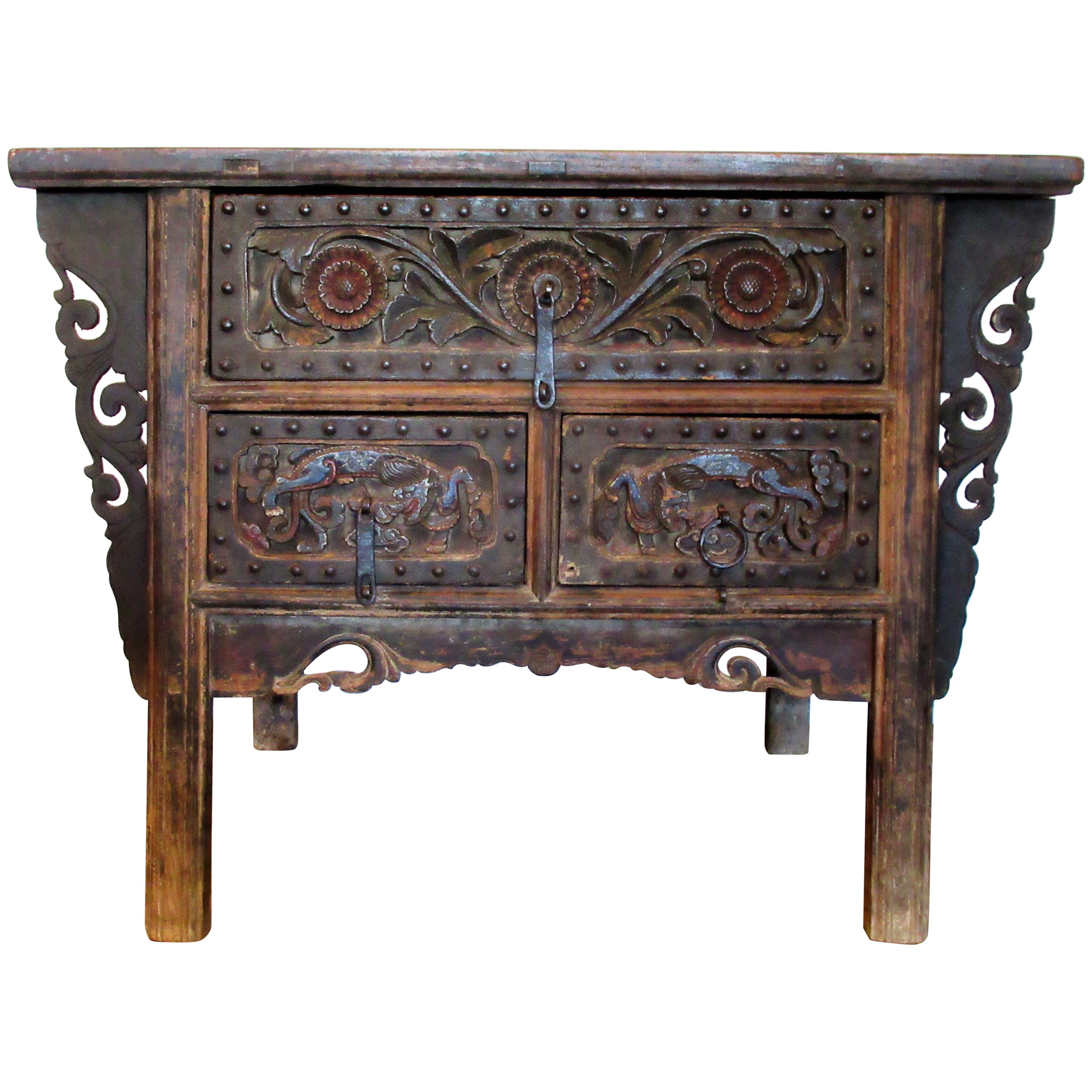 Antique 18th Century Chinese Altar Coffer Cabinet