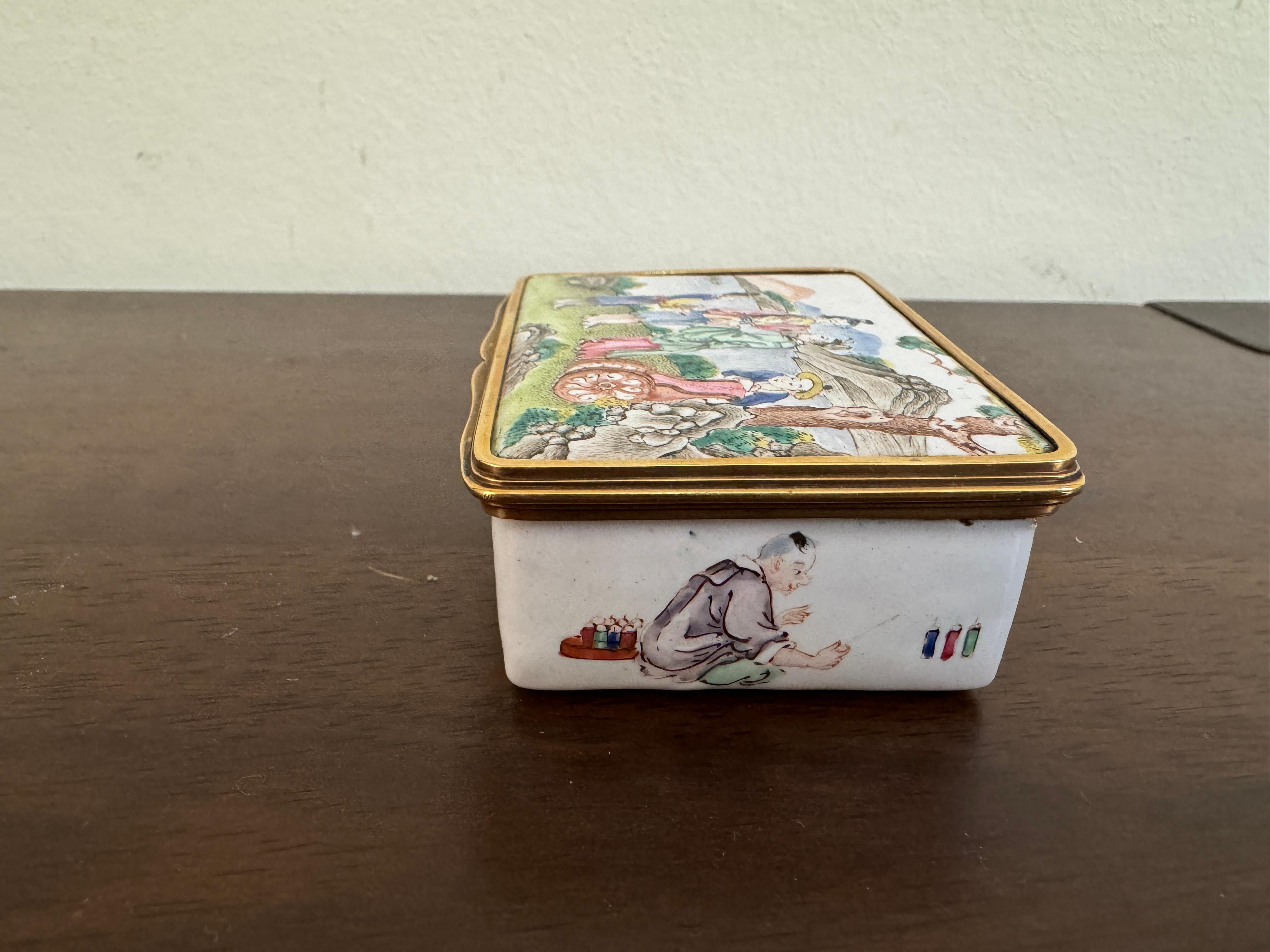 Qing 18th Century Chinese Beijing enamel snuff  box For Sale