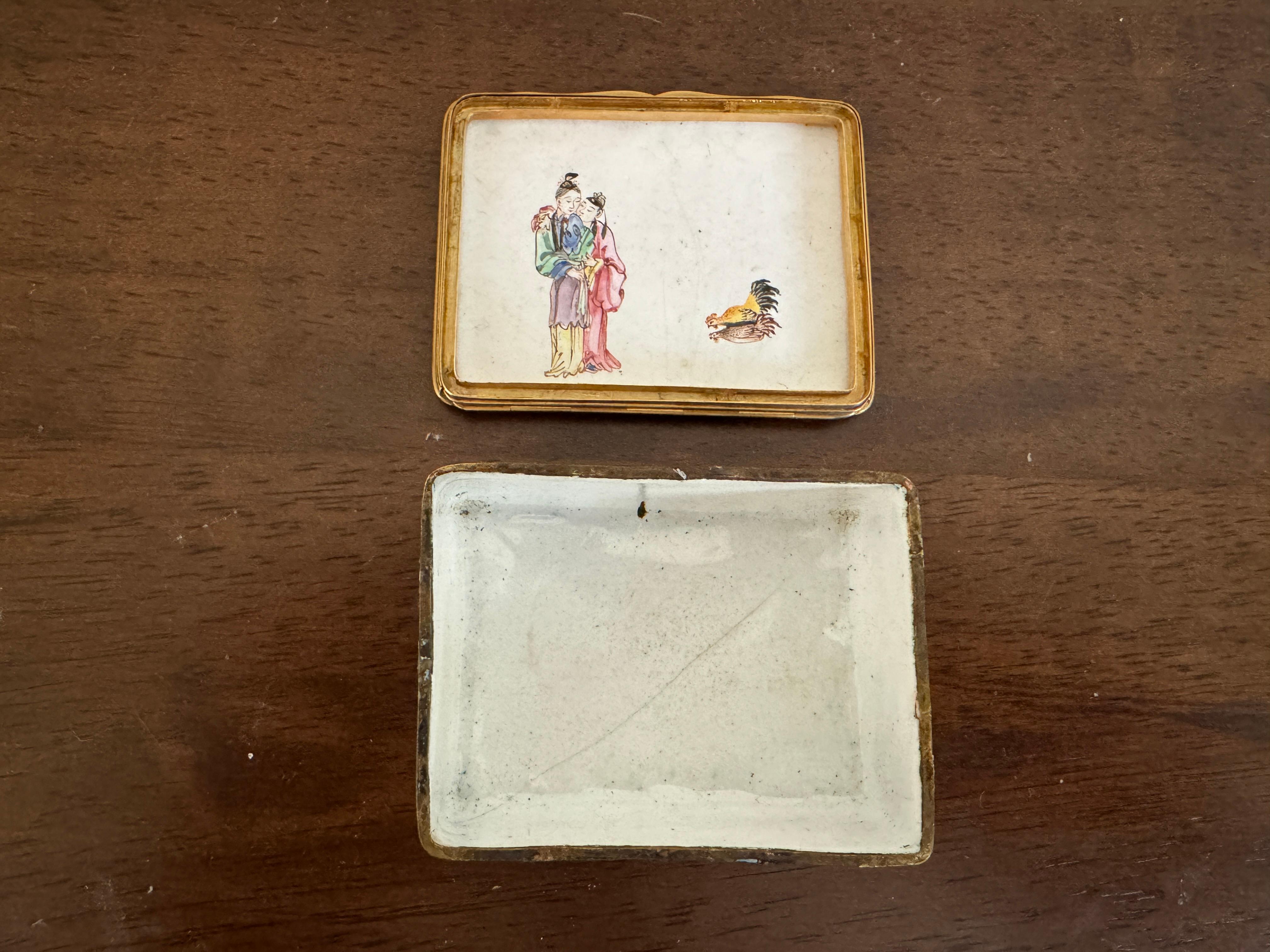 Bronze 18th Century Chinese Beijing enamel snuff  box For Sale