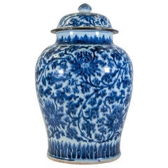 18th Century Chinese Blue and White Kangxi Period Porcelain Covered Vase