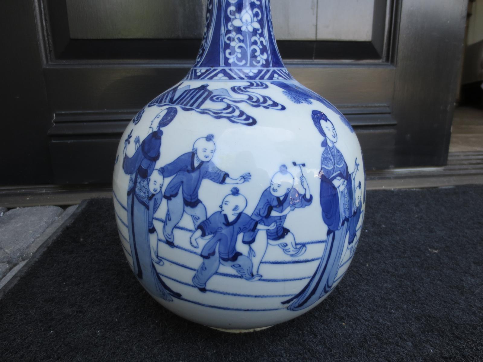 Porcelain 18th Century Chinese Blue and White Vase