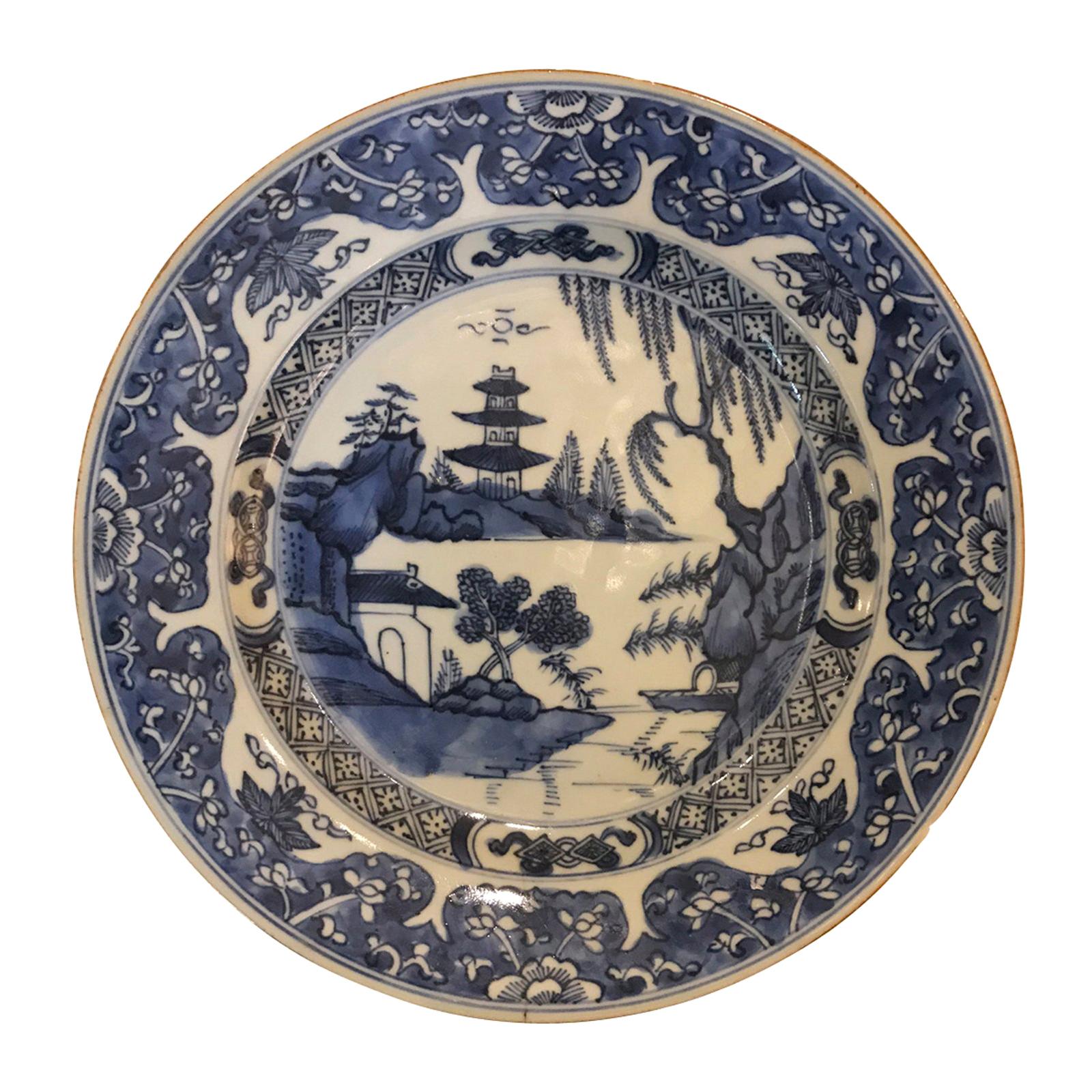 18th Century Chinese Blue and White Porcelain Plate