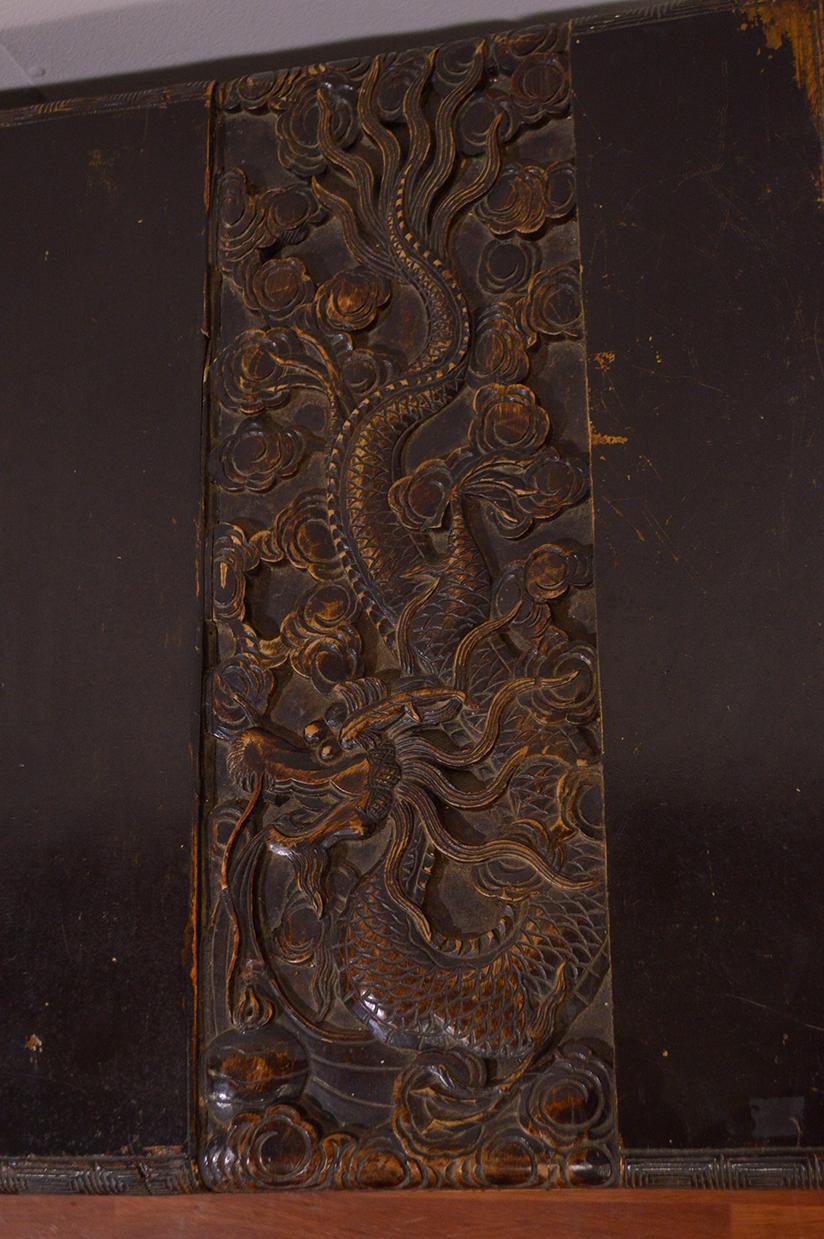 18th Century Chinese Camphor Wood Trunk with Carved Decoration 6
