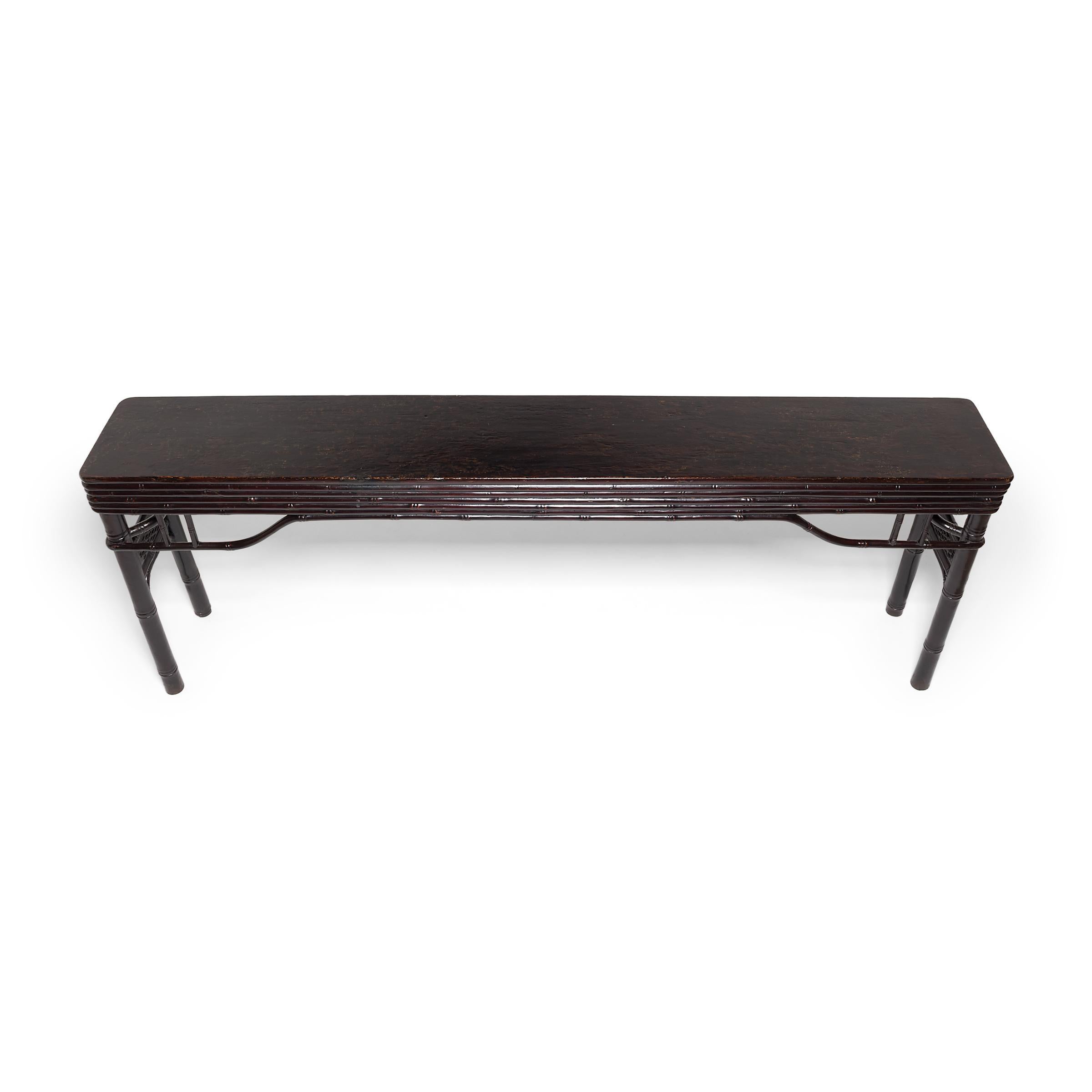 18th Century Chinese Carved Bamboo Console Table In Good Condition In Chicago, IL