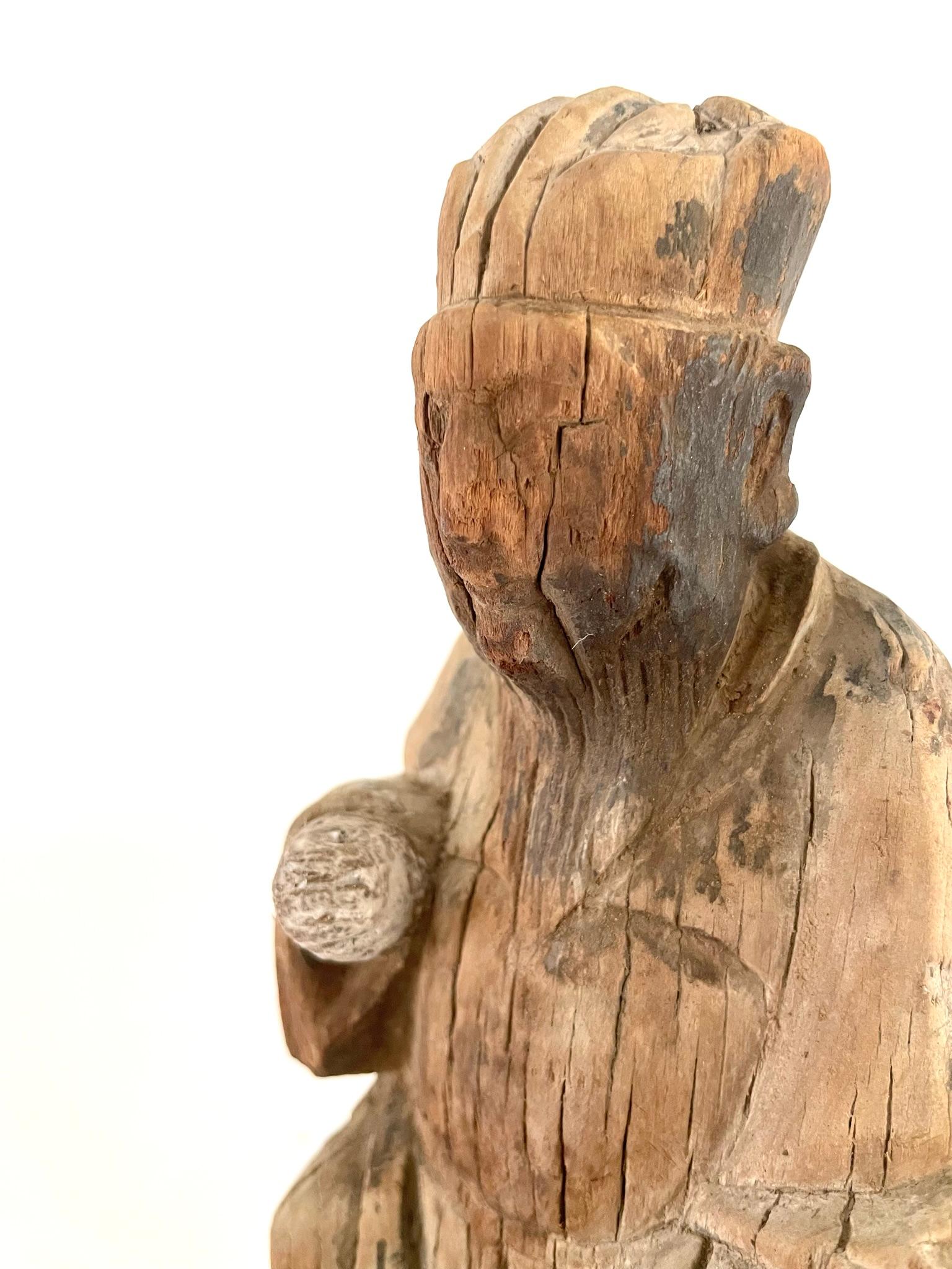 18. Jahrhundert Chinesisch geschnitzt Holz Alter Gott im Angebot 7