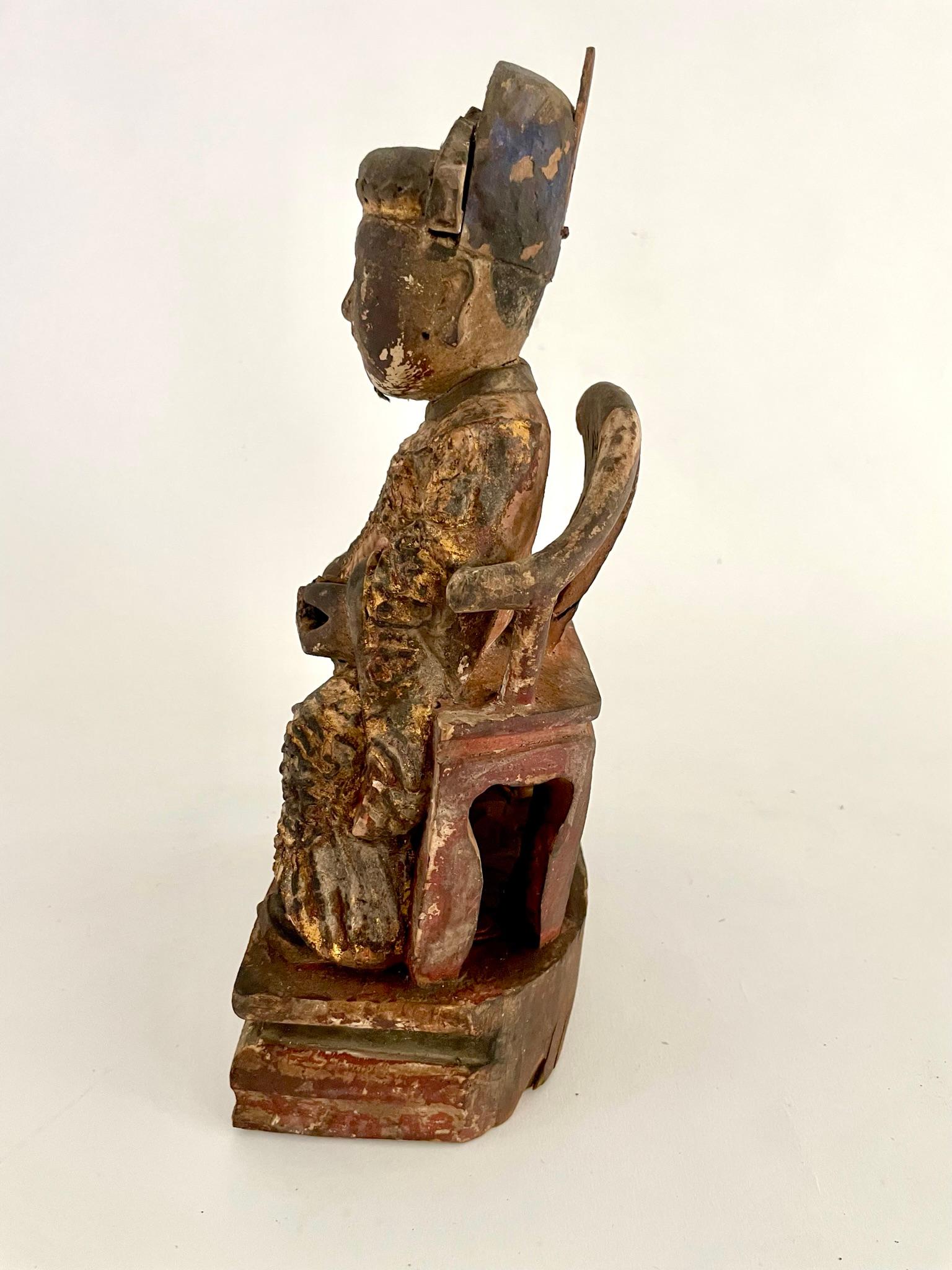 18. Jahrhundert Chinesisch geschnitzt Holz Alter Gott im Angebot 8