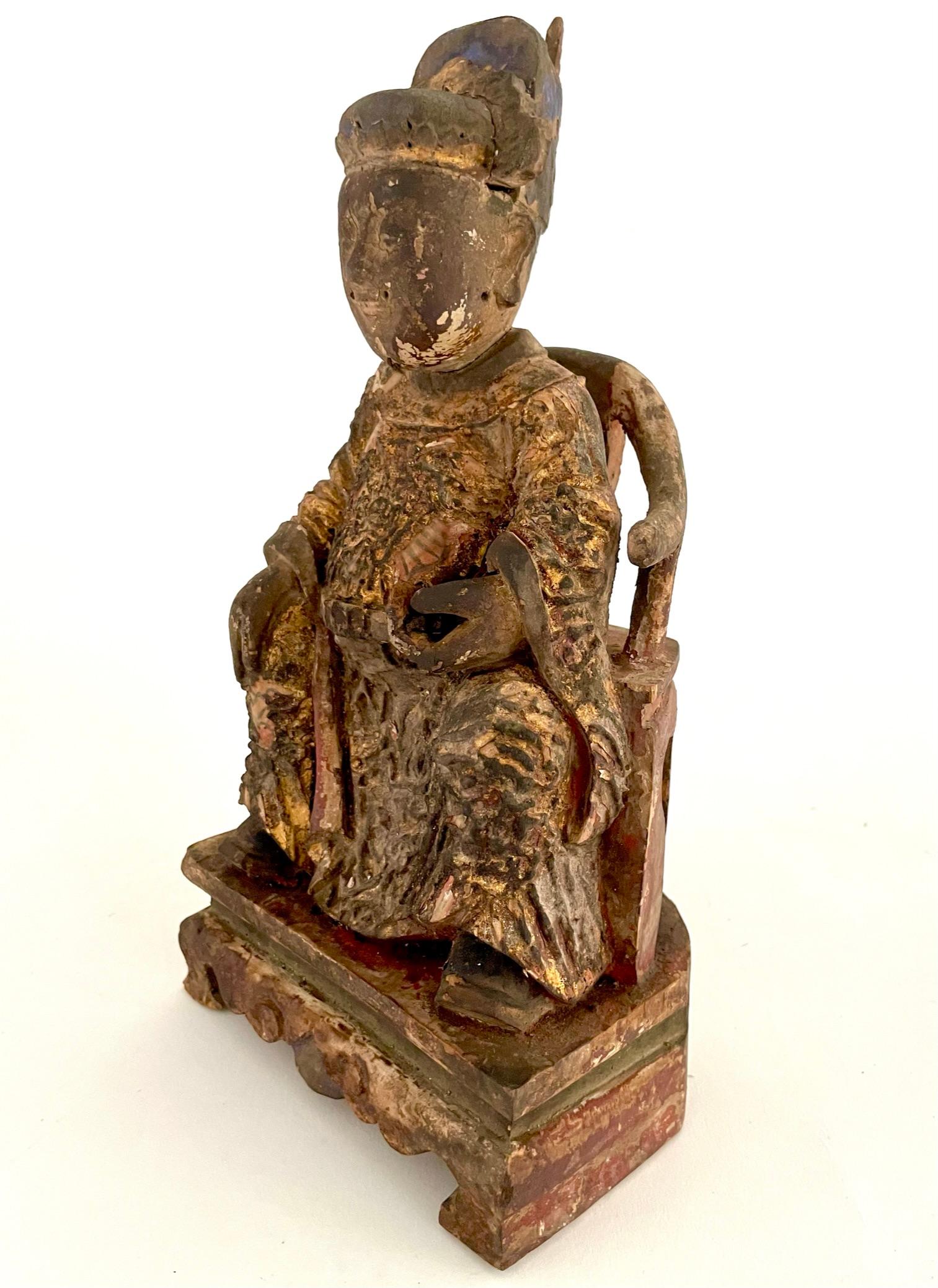 18. Jahrhundert Chinesisch geschnitzt Holz Alter Gott im Angebot 10