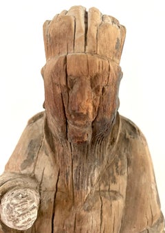 18th Century Chinese Carved Wooden Alter God