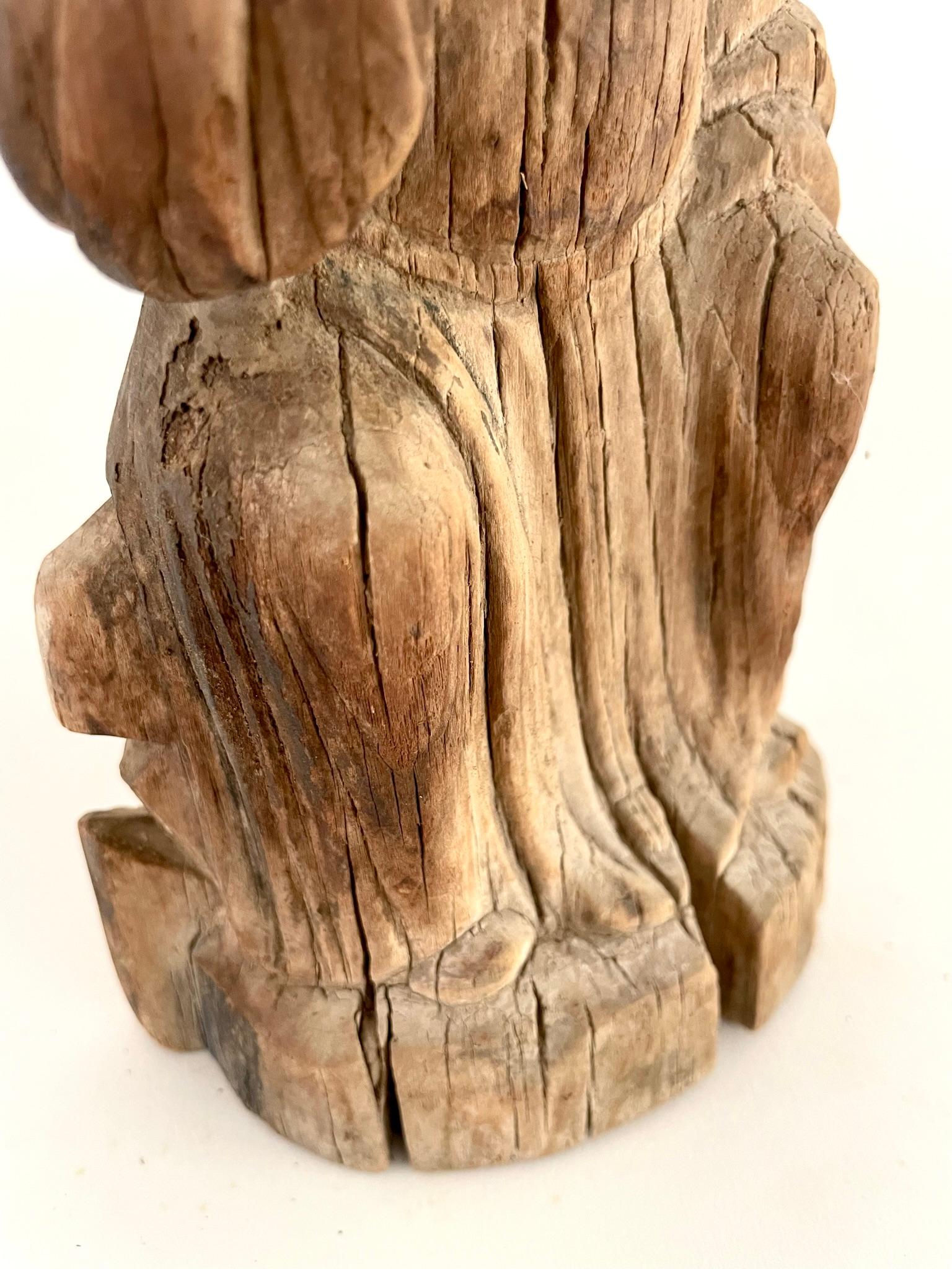 18. Jahrhundert Chinesisch geschnitzt Holz Alter Gott im Angebot 2