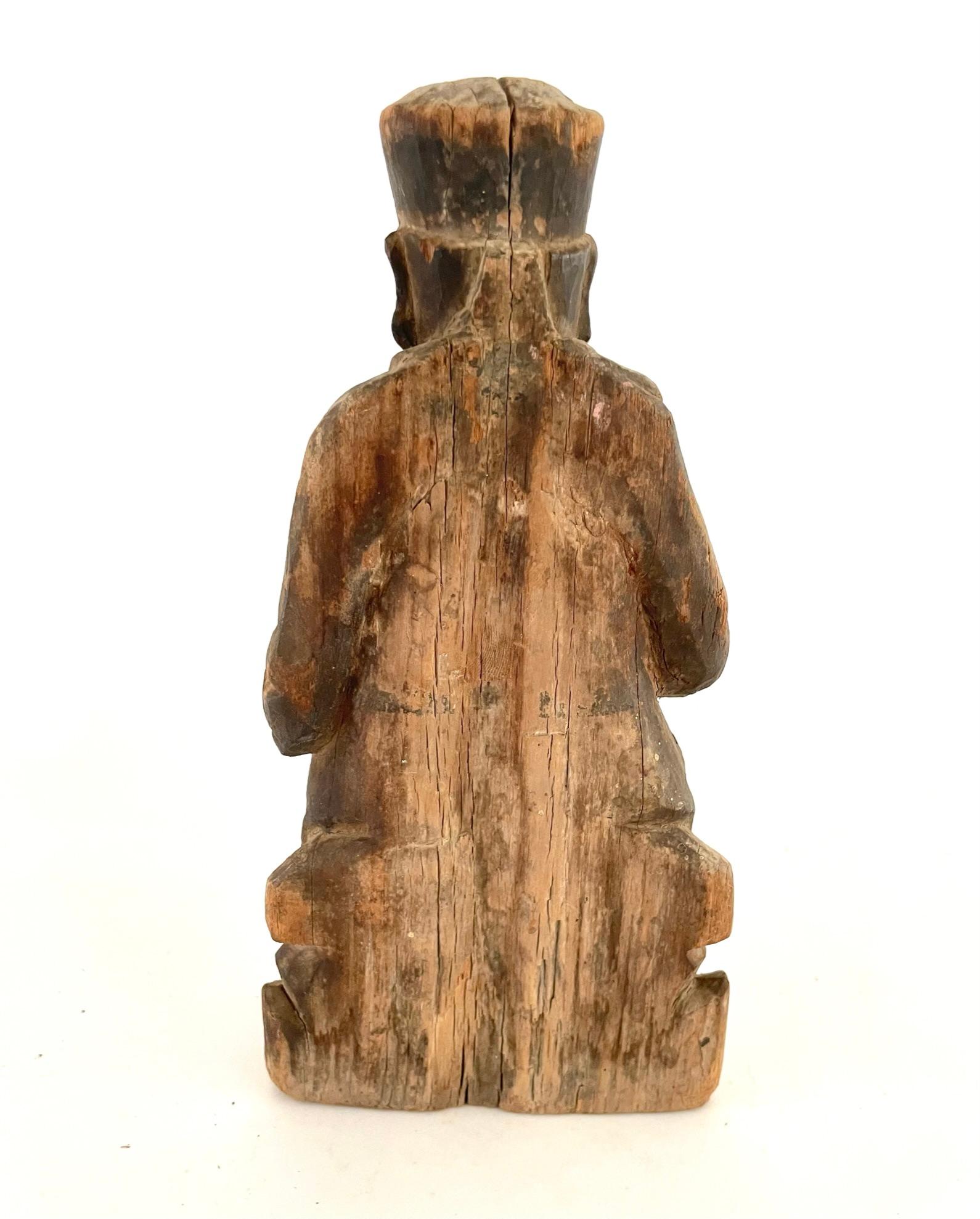 18. Jahrhundert Chinesisch geschnitzt Holz Alter Gott im Angebot 4