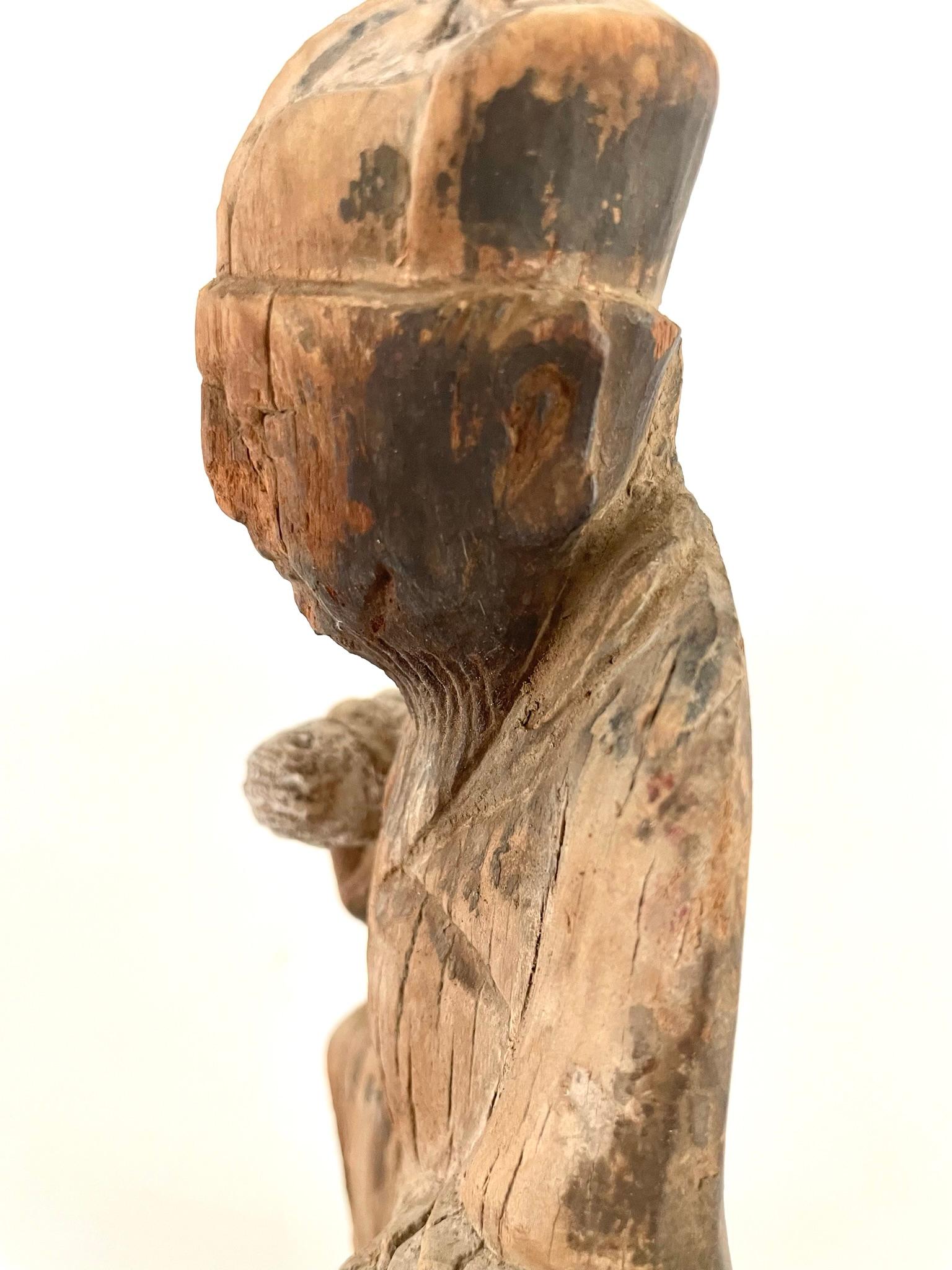 18. Jahrhundert Chinesisch geschnitzt Holz Alter Gott im Angebot 5