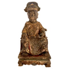 Dieu d'autel chinois en bois sculpté du 18ème siècle