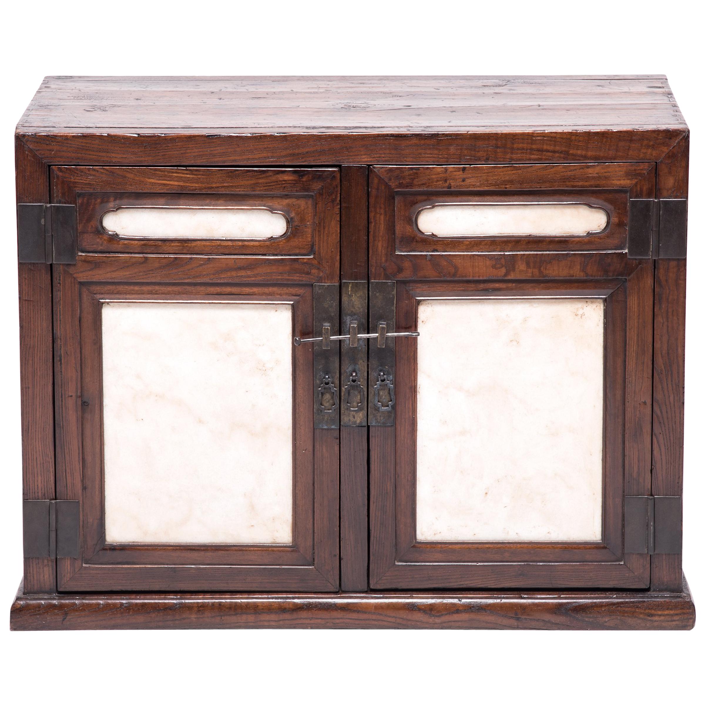 18th Century Chinese Chest with Marble Paneled Doors