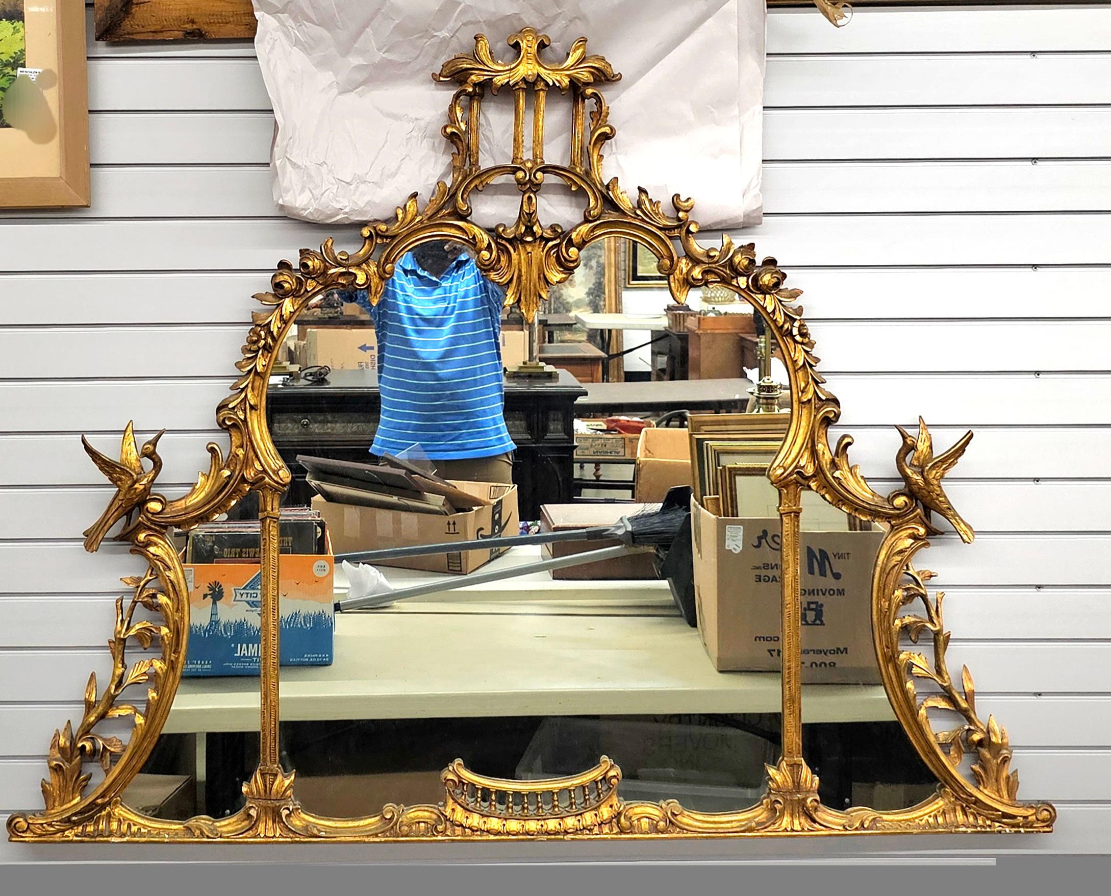 18th Century Chinese Chippendale Giltwood Over Mantel / Fireplace Mirror in vendita 3