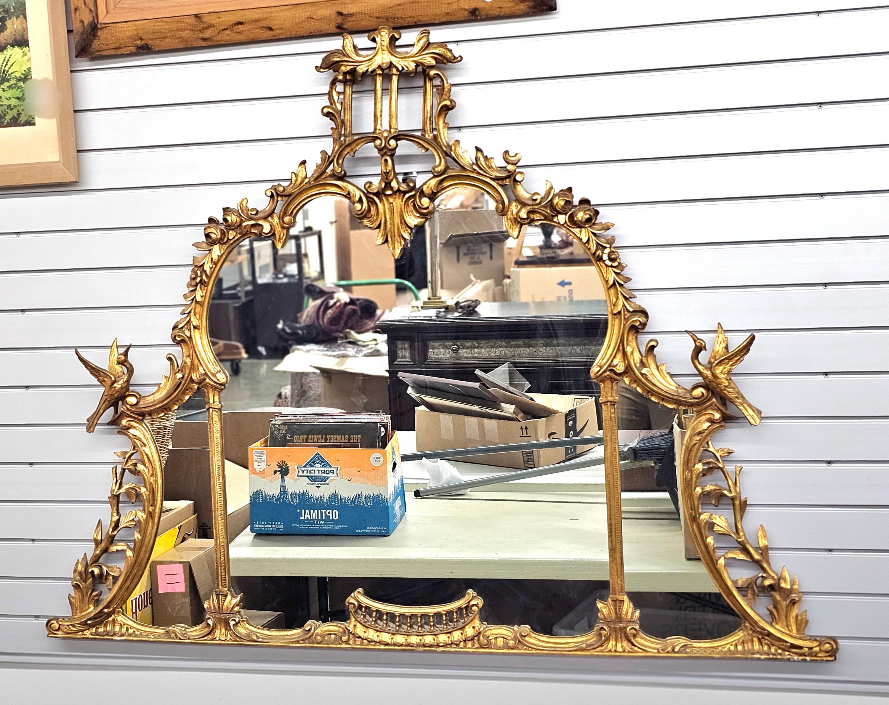 18th Century Chinese Chippendale Giltwood Over Mantel / Fireplace Mirror in vendita 4