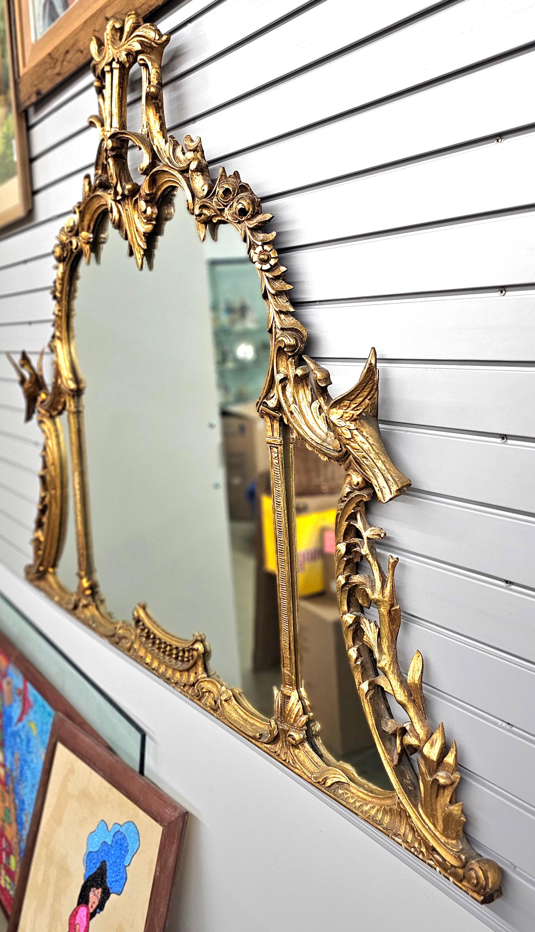 18th Century Chinese Chippendale Giltwood Over Mantel / Fireplace Mirror in vendita 5