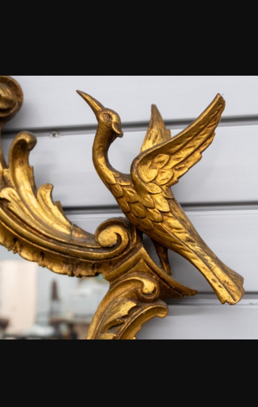 Chippendale cinese 18th Century Chinese Chippendale Giltwood Over Mantel / Fireplace Mirror in vendita