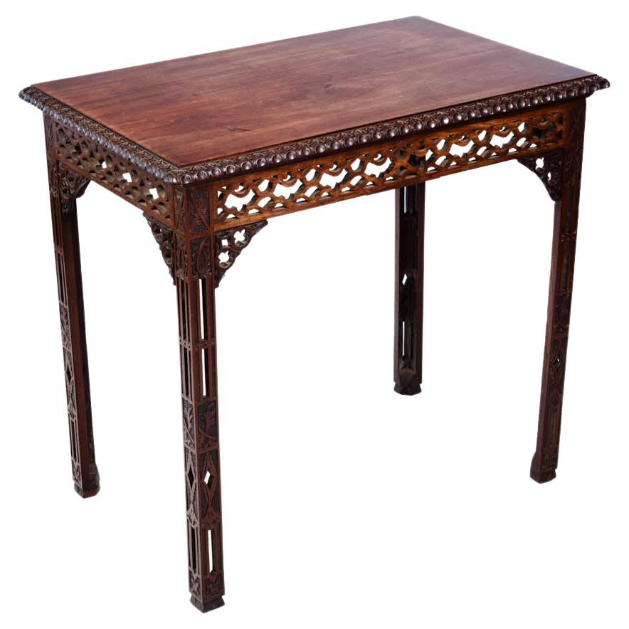 18th Century Chinese Chippendale Mahogany Silver Table For Sale