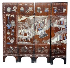 18th Century Chinese Coromandel lacquer eight fold screen