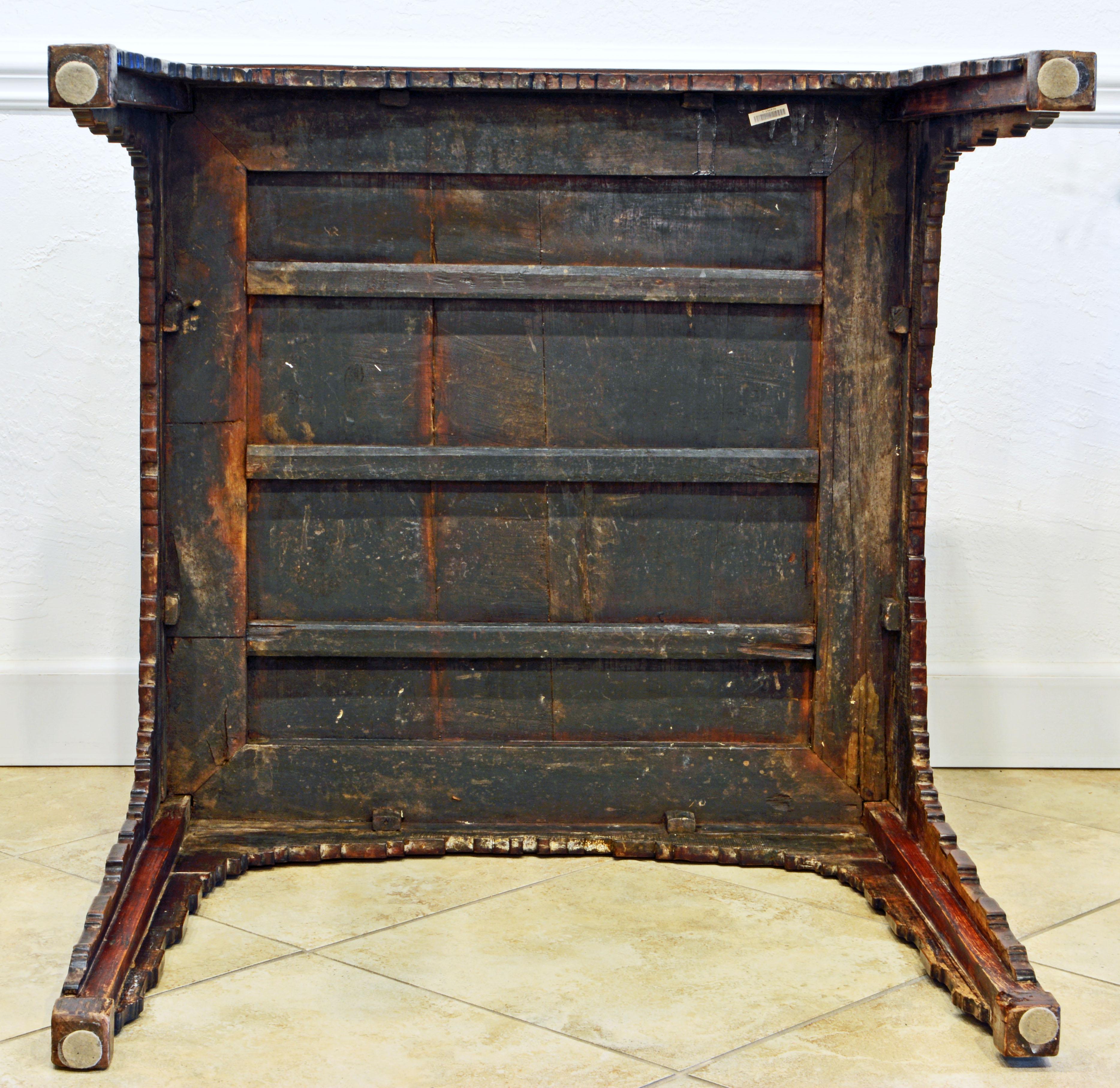 18th Century Chinese Eight Immortals Table with Carved Apron and Legs 7