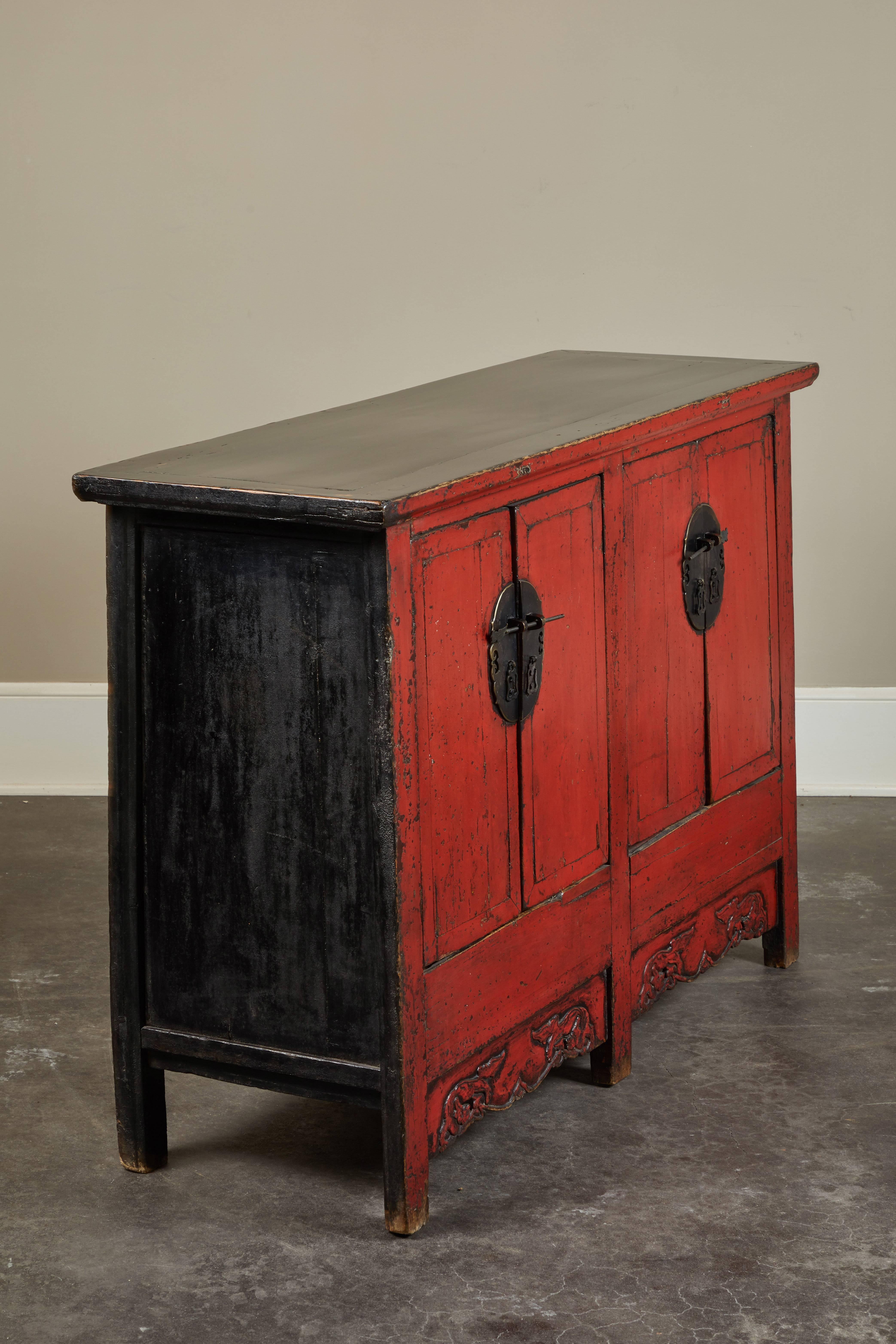 18th Century Chinese Elm Four-Door Side Cabinet For Sale 2
