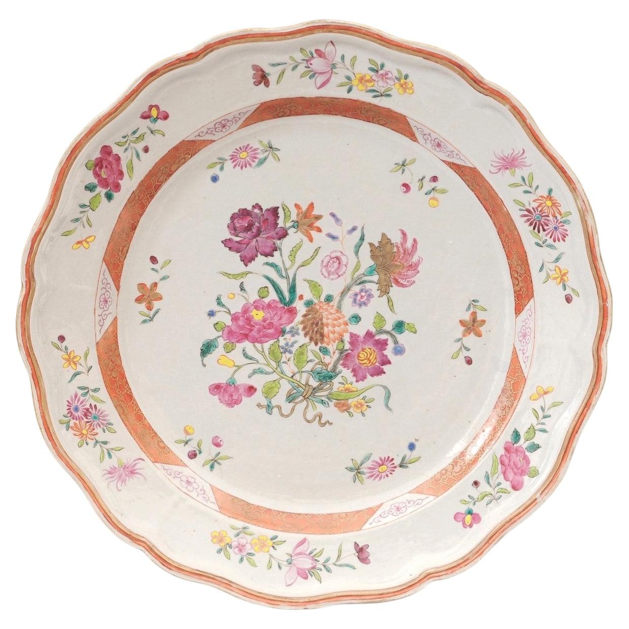 18th Century Chinese Export Famille Rose Charger with Shaped Rim
