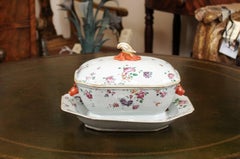 18th Century Chinese Export Famille Rose Tureen with Lid & Underplate