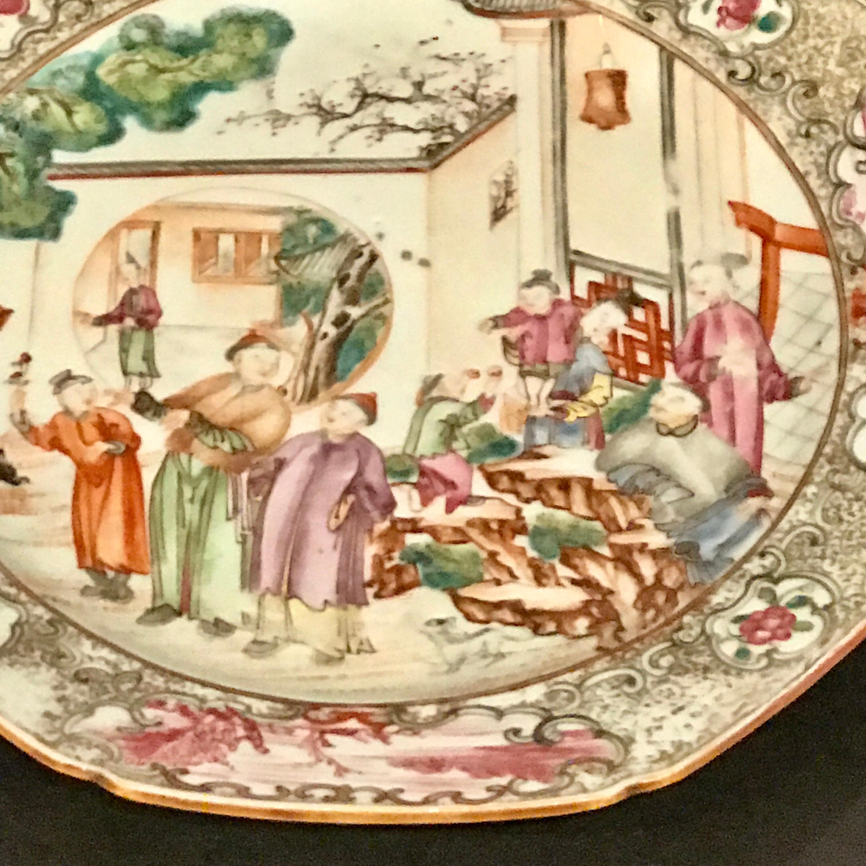 Assiette octogonale d'exportation chinoise du XVIIIe siècle de Famille Verte 4
